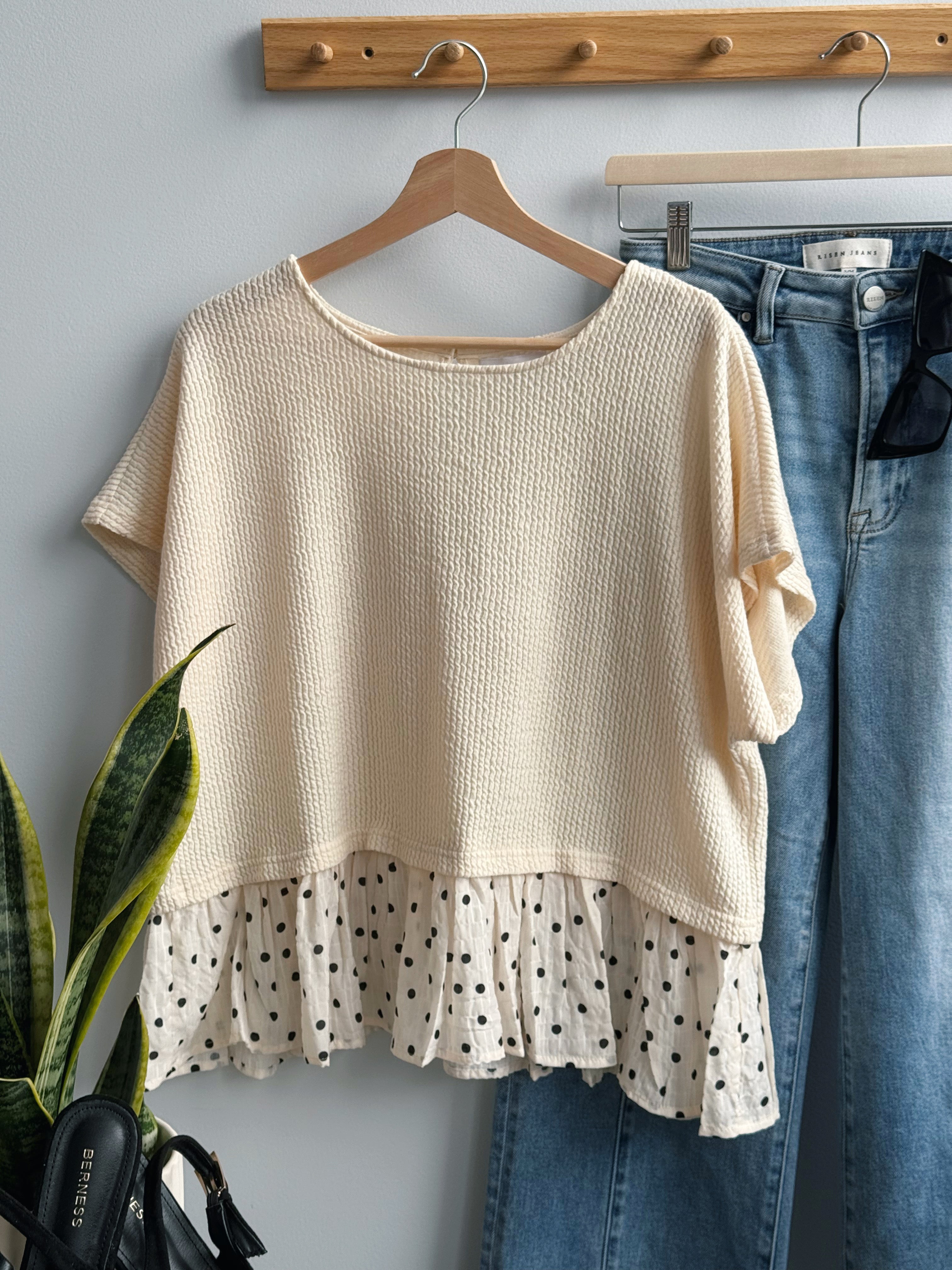 Claudette Top - CREAM - willows clothing S/S SHIRT