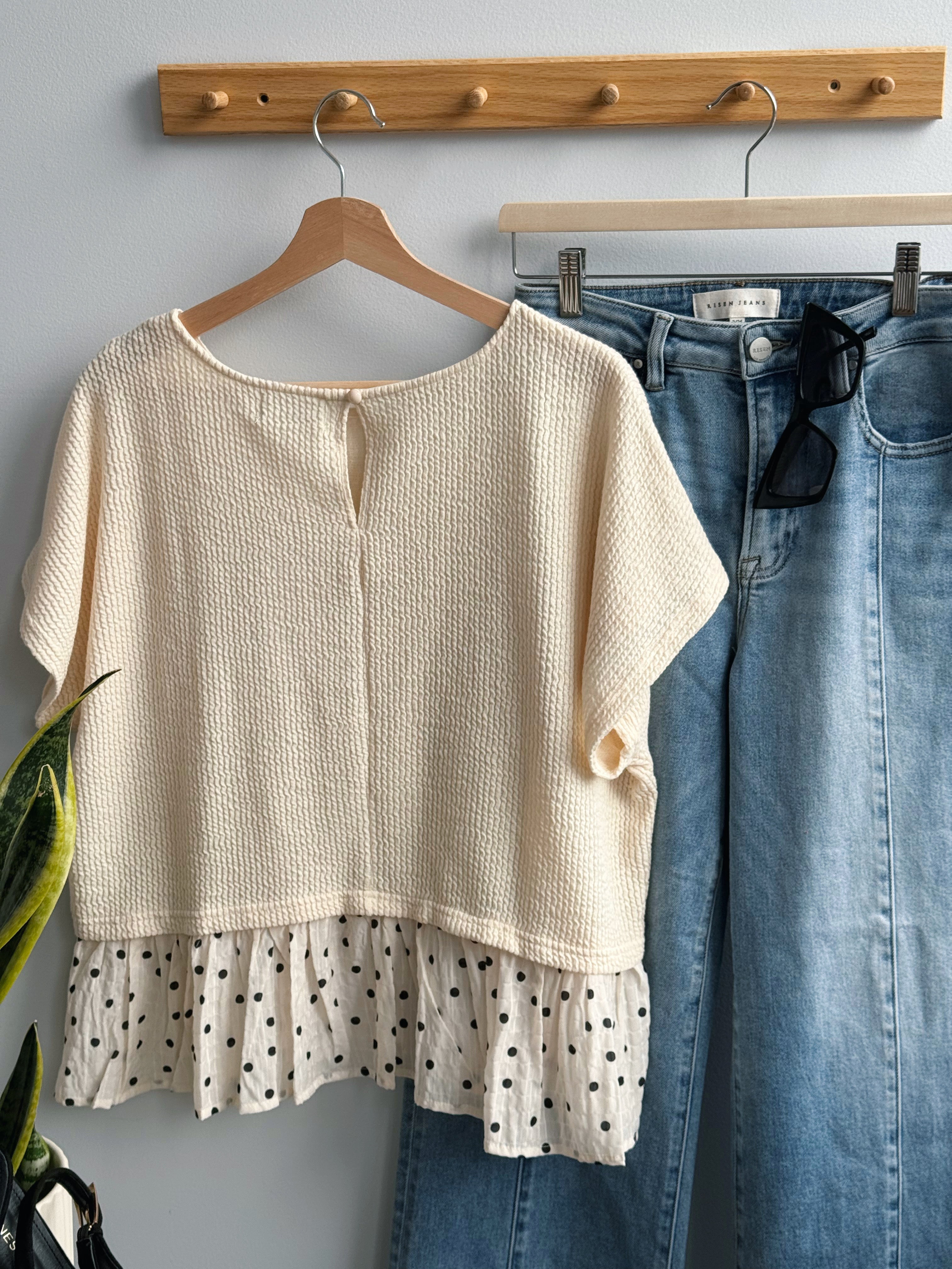 Claudette Top - CREAM - willows clothing S/S SHIRT