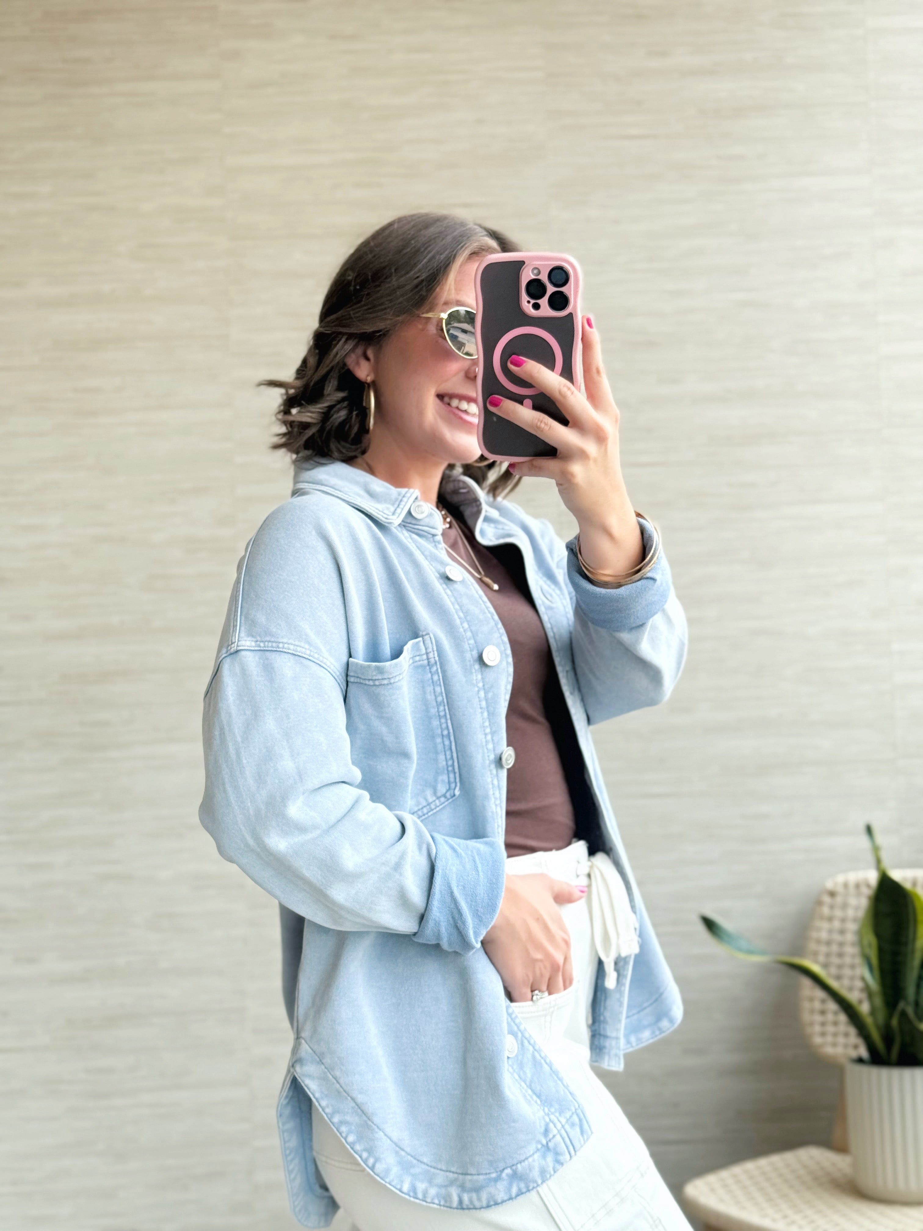Cloudwash Shacket- LIGHT BLUE - willows clothing JACKET