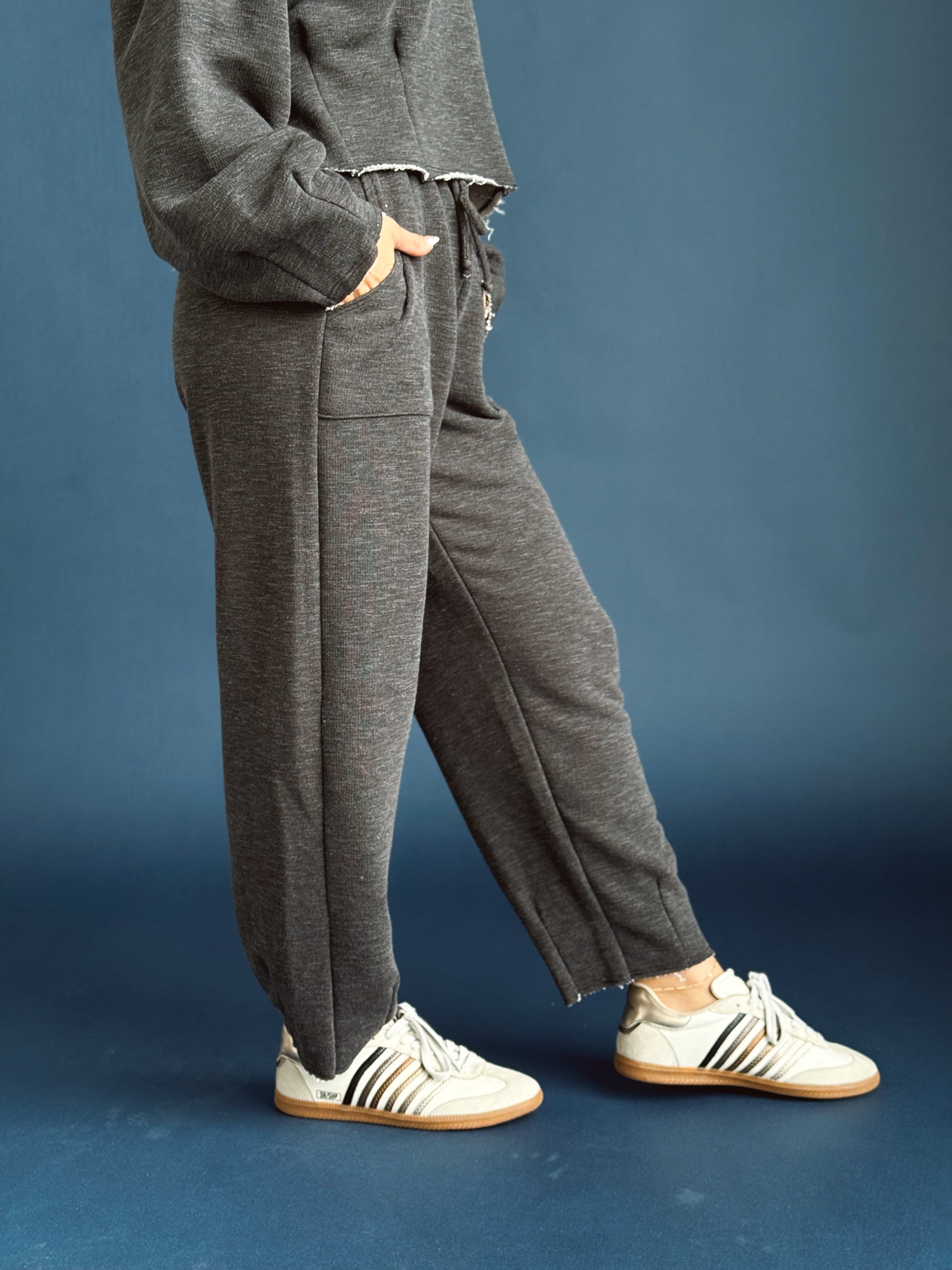 Coffee Run Sweatpants - CHARCOAL - willows clothing Sweatpants