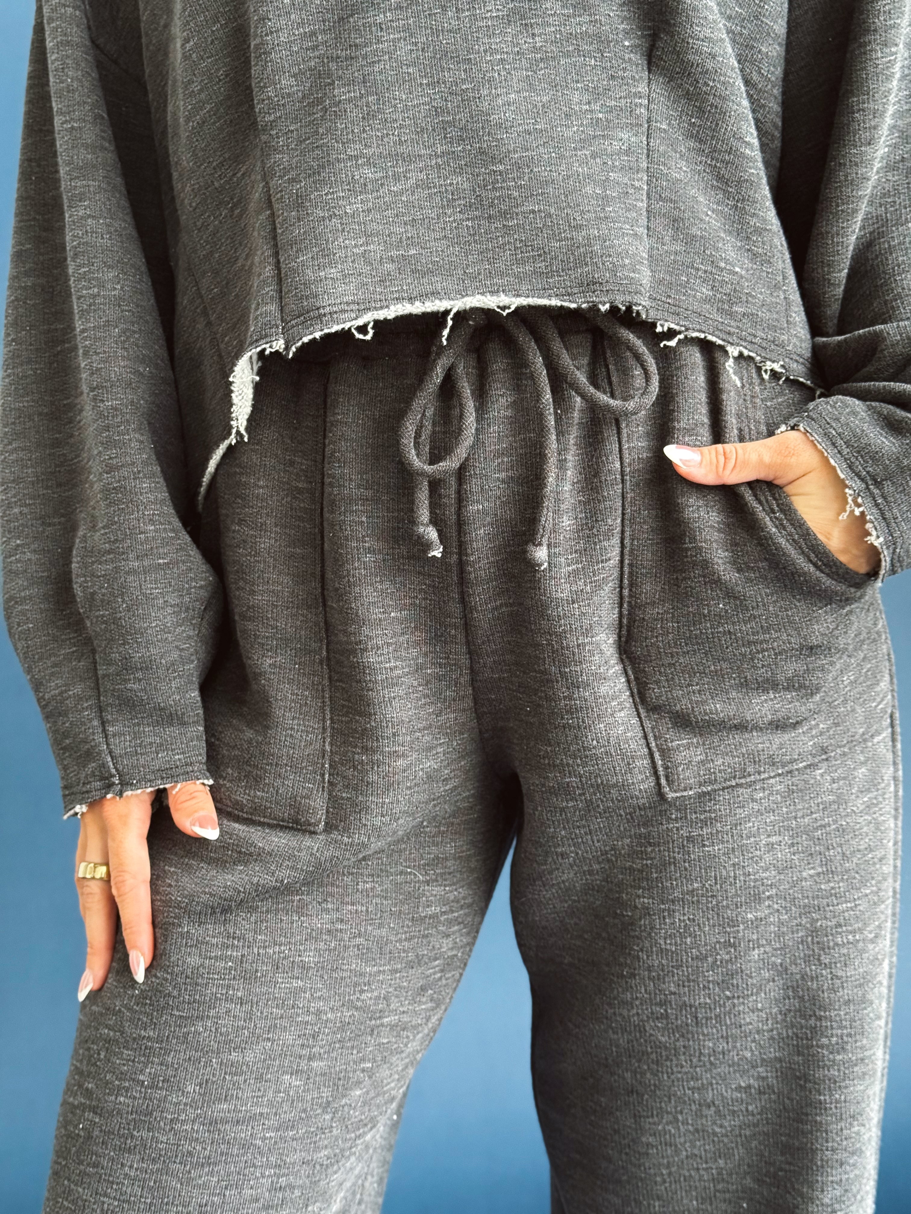 Coffee Run Sweatpants - CHARCOAL - willows clothing Sweatpants