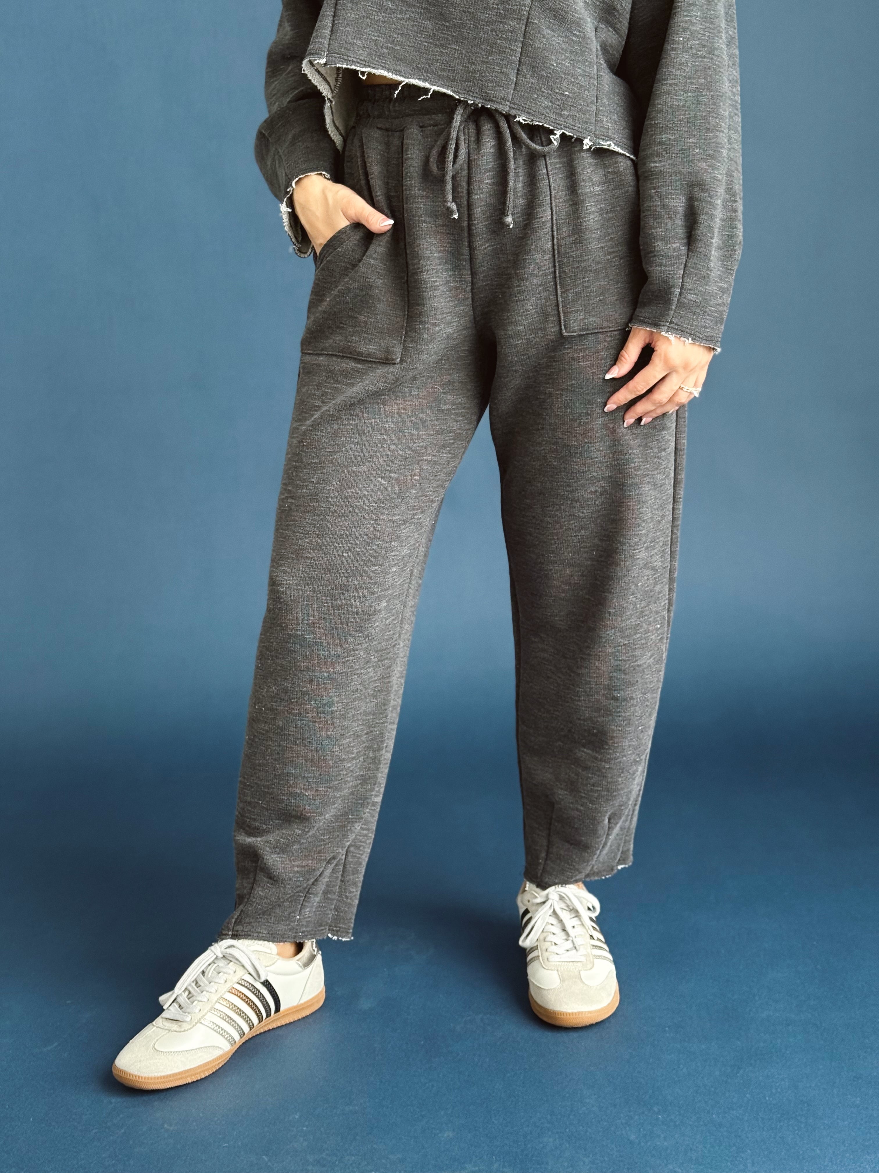 Coffee Run Sweatpants - CHARCOAL - willows clothing Sweatpants
