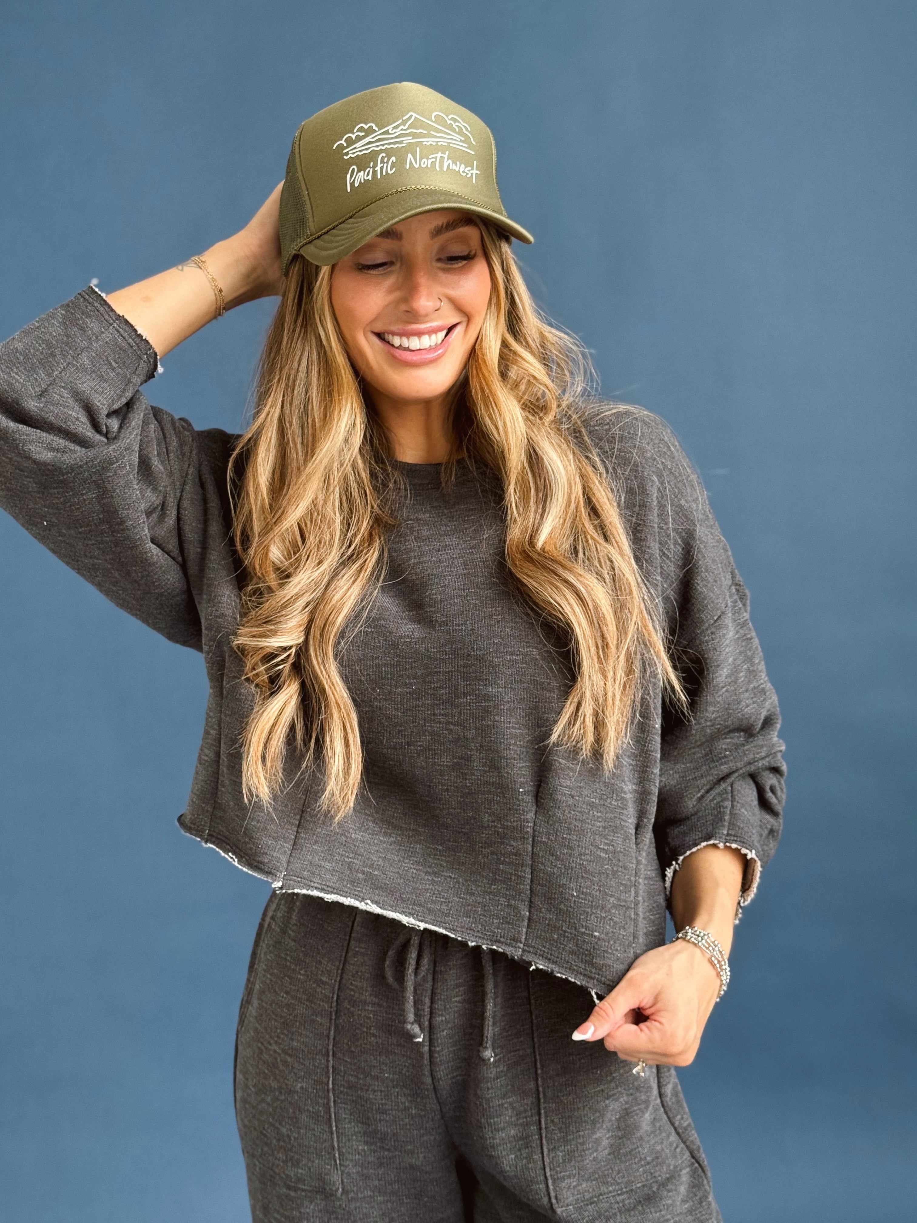 Coffee Run Sweatshirt - CHARCOAL - willows clothing SWEATSHIRT