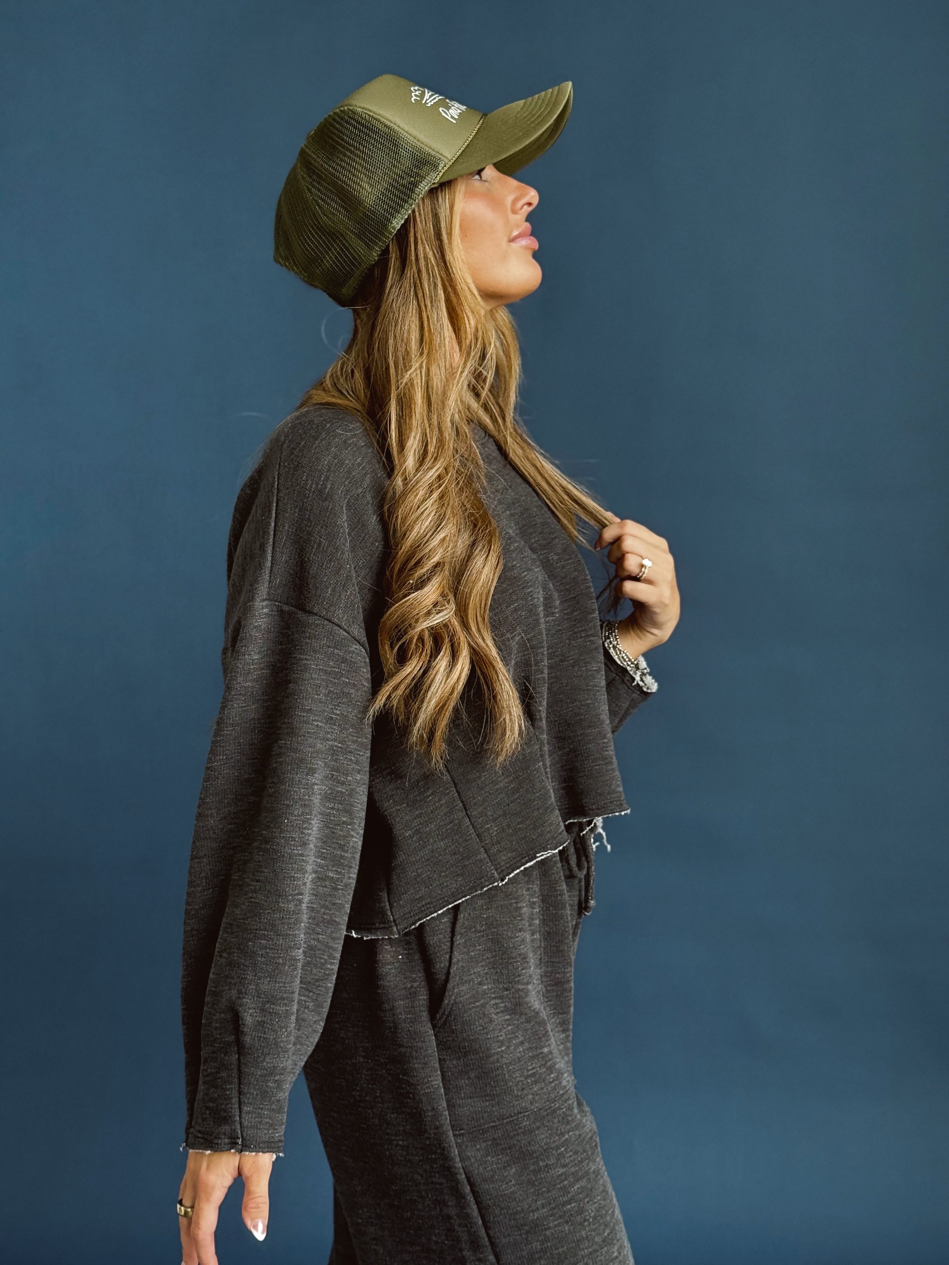 Coffee Run Sweatshirt - CHARCOAL - willows clothing SWEATSHIRT