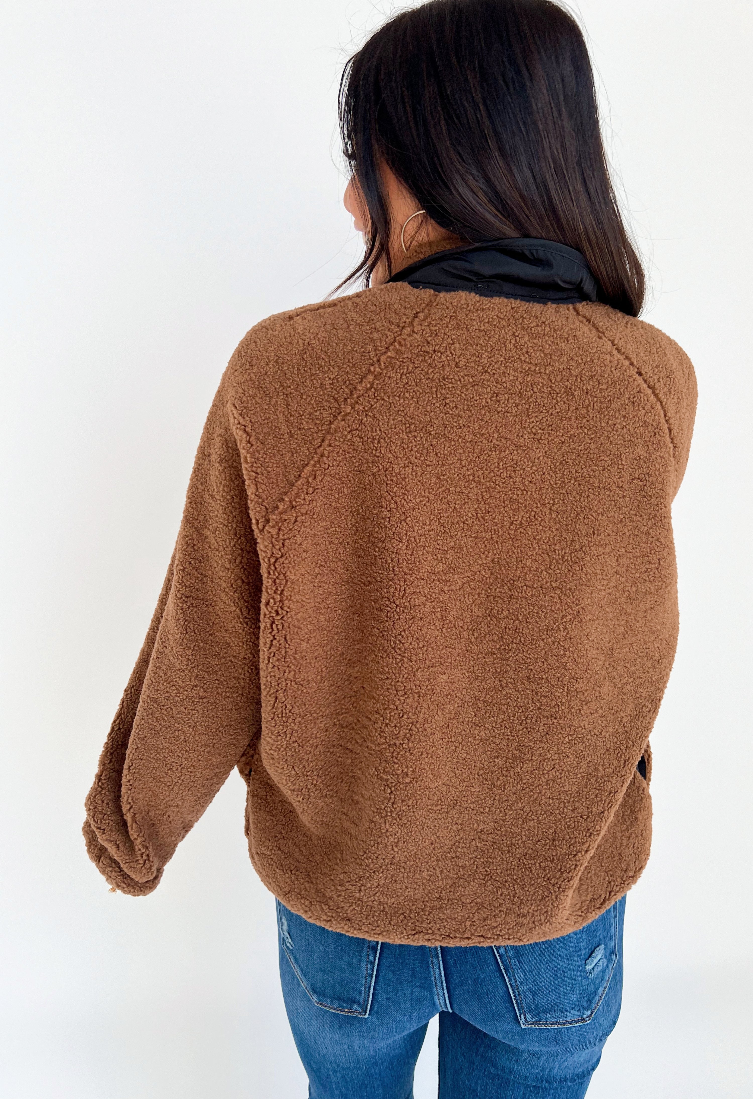 Color Block Bear Hug Jacket - BROWN - willows clothing JACKET