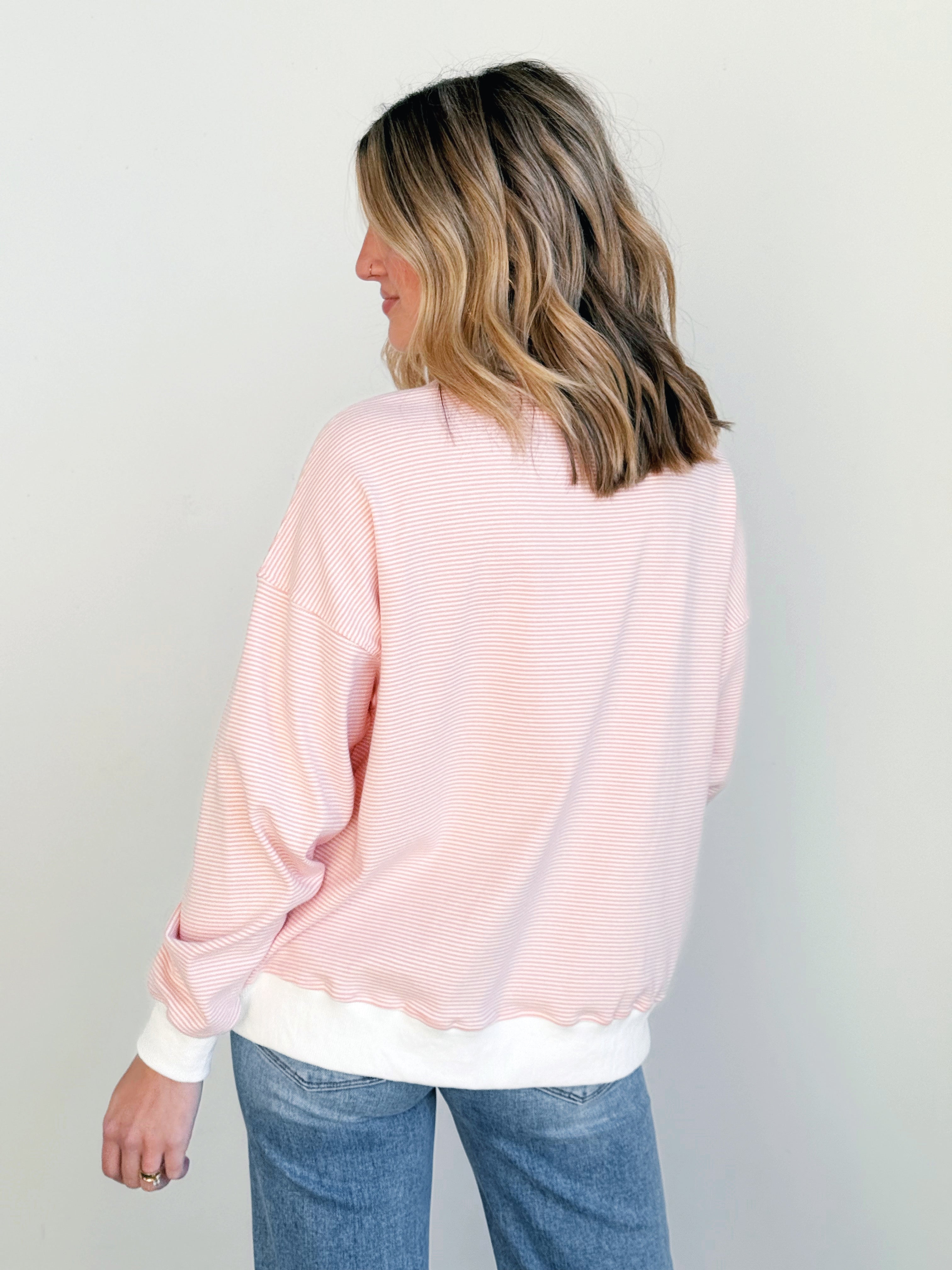 Cora Sweatshirt - PEACH/CREAM - willows clothing SWEATSHIRT