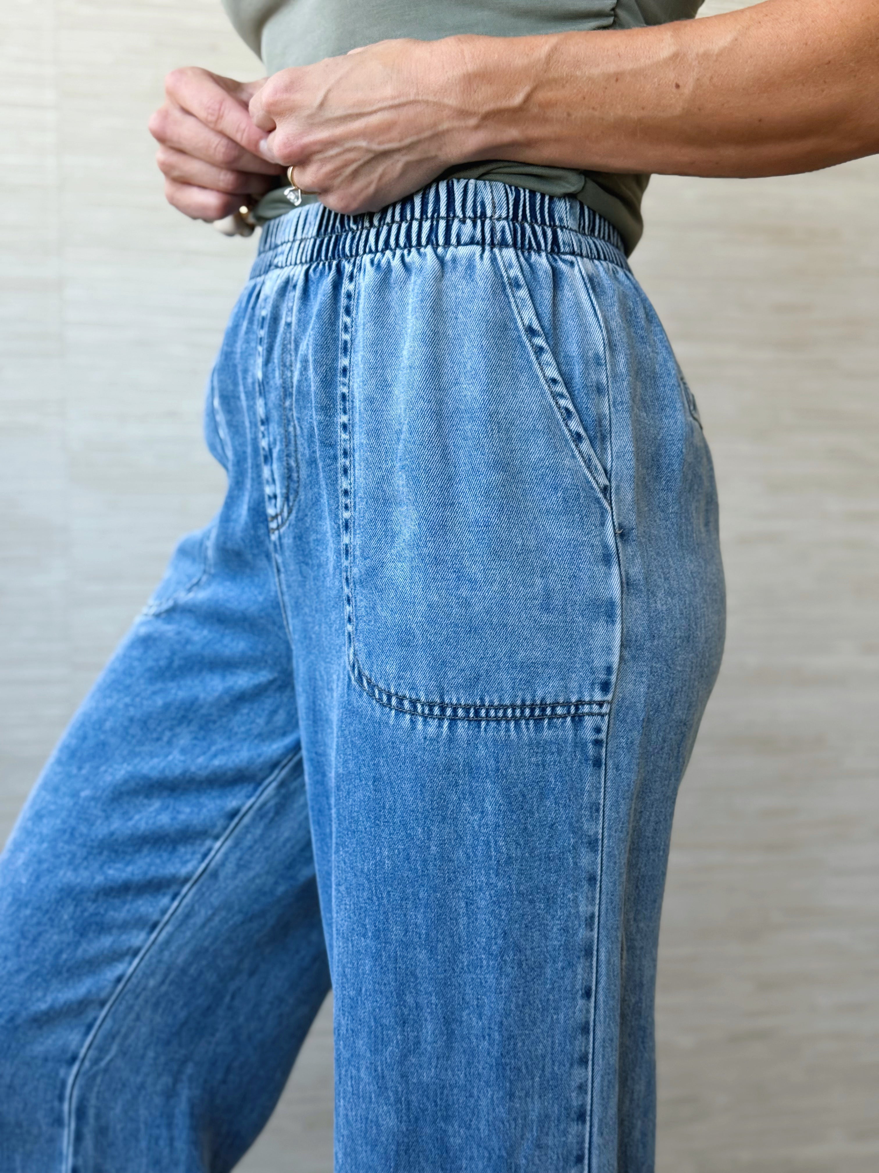 Cory Wide Leg Pants - CHAMBRAY - willows clothing PANTS