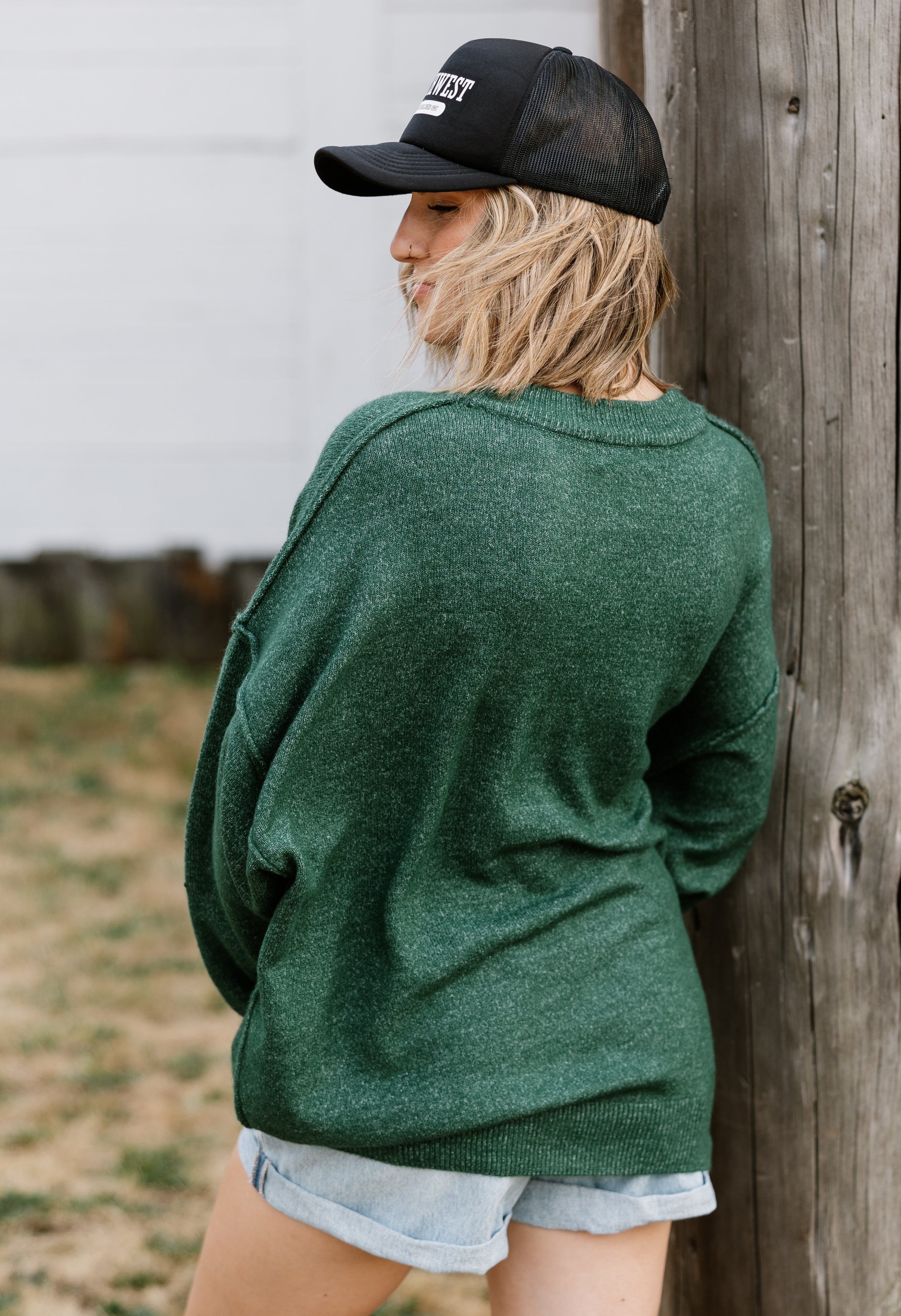 Cosette Sweater - DARK GREEN - willows clothing SWEATER