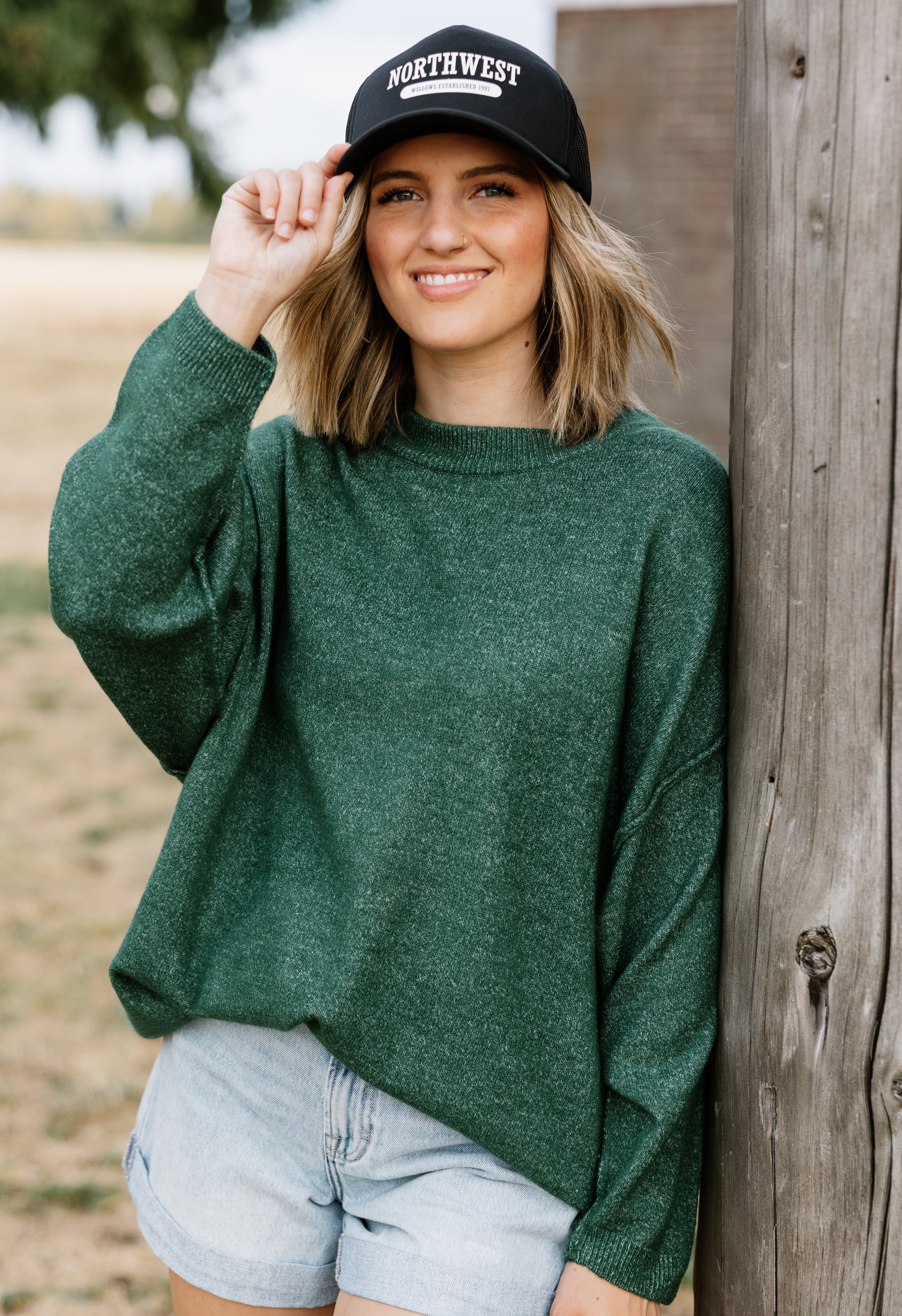 Cosette Sweater - DARK GREEN - willows clothing SWEATER