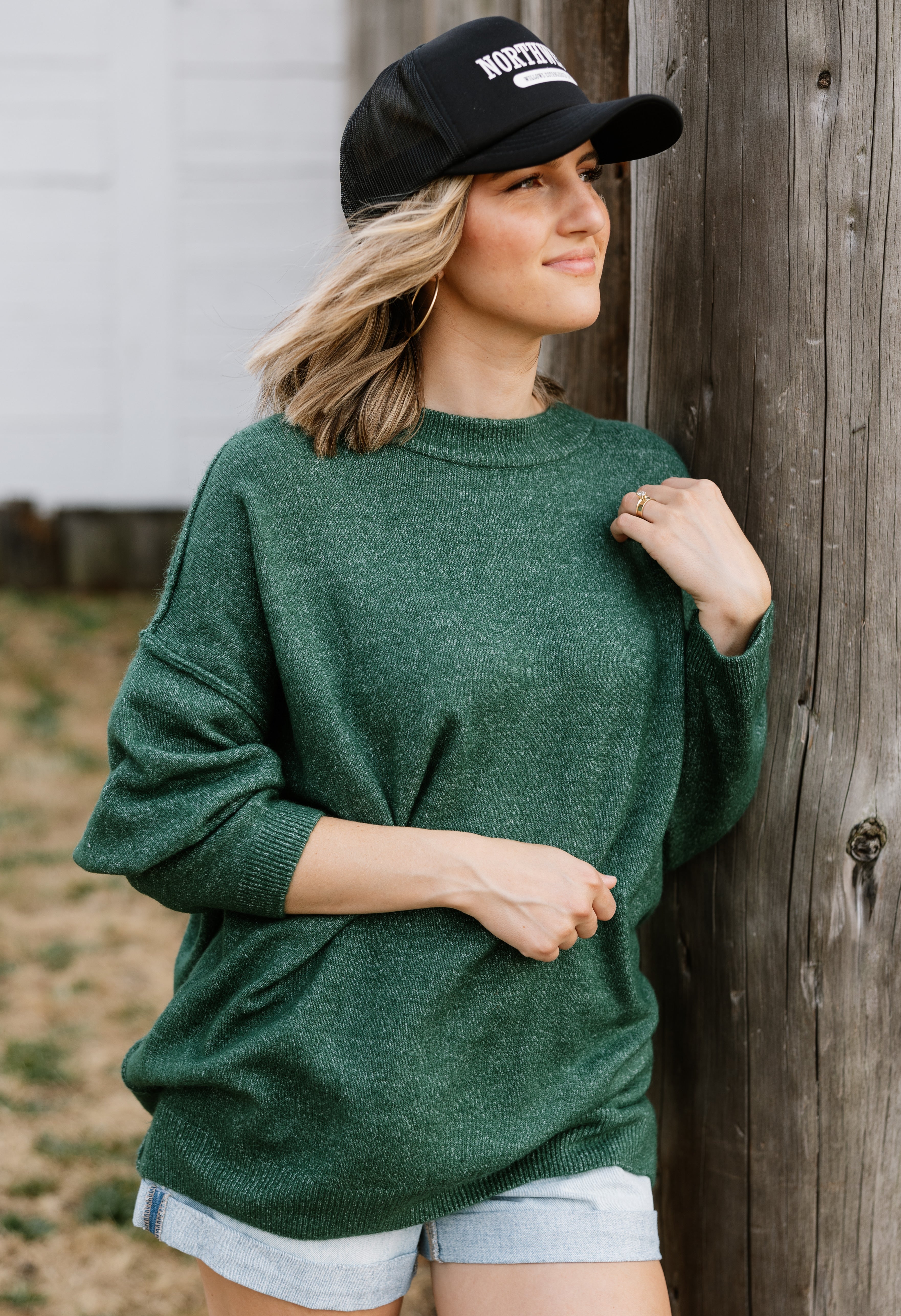 Cosette Sweater - DARK GREEN - willows clothing SWEATER