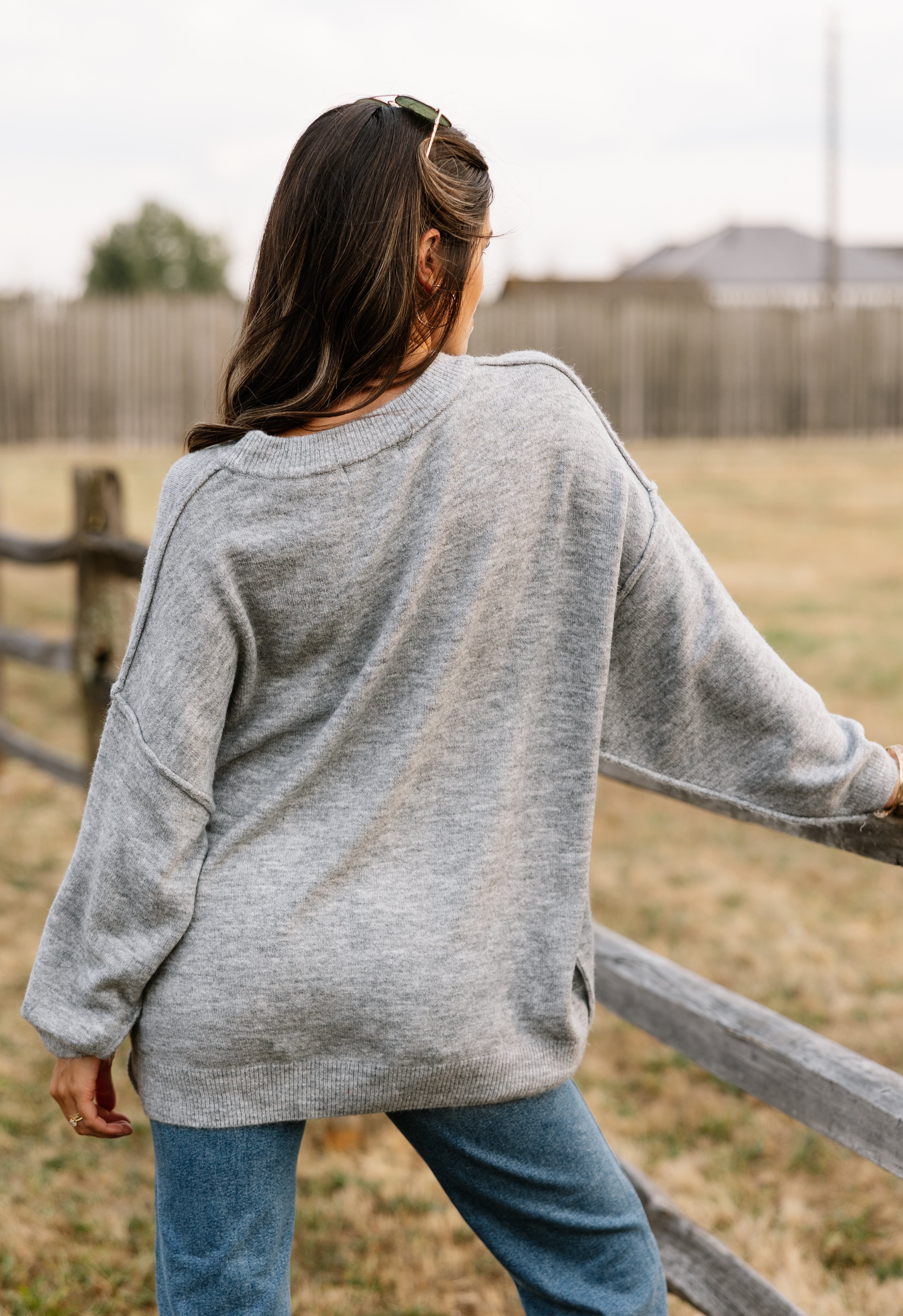 Cosette Sweater - HEATHER GREY - willows clothing SWEATER