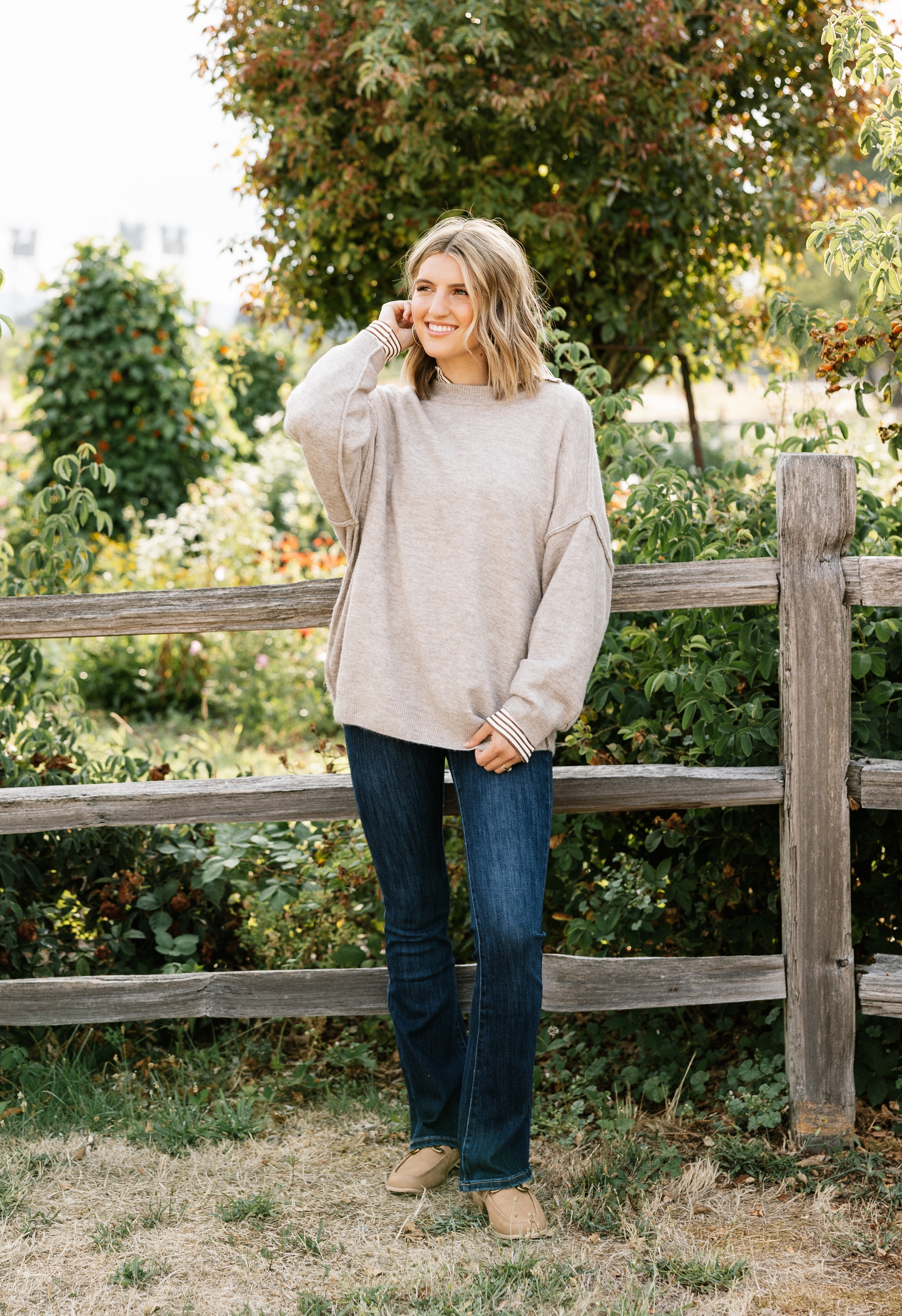 Cosette Sweater - HEATHER MOCHA - willows clothing SWEATER