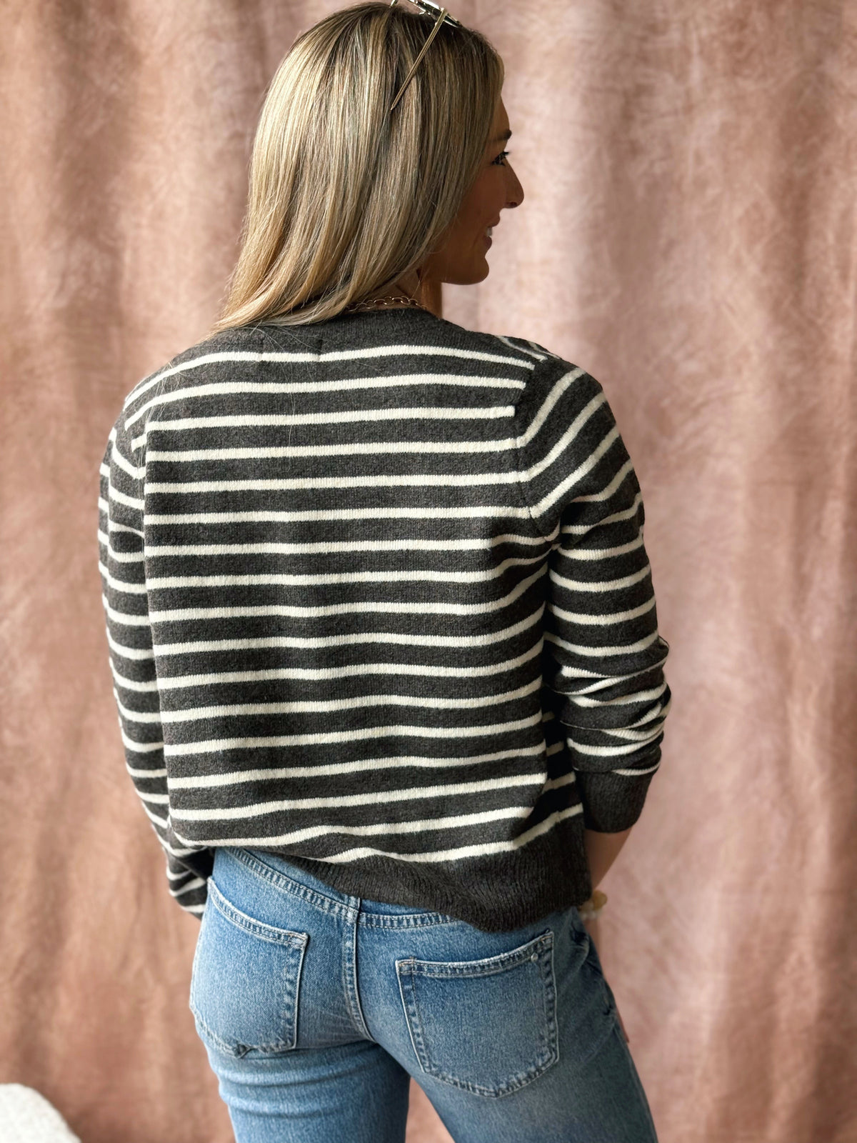 Countryside Stripe Cardigan - DARK CHOCO - willows clothing Cardigan