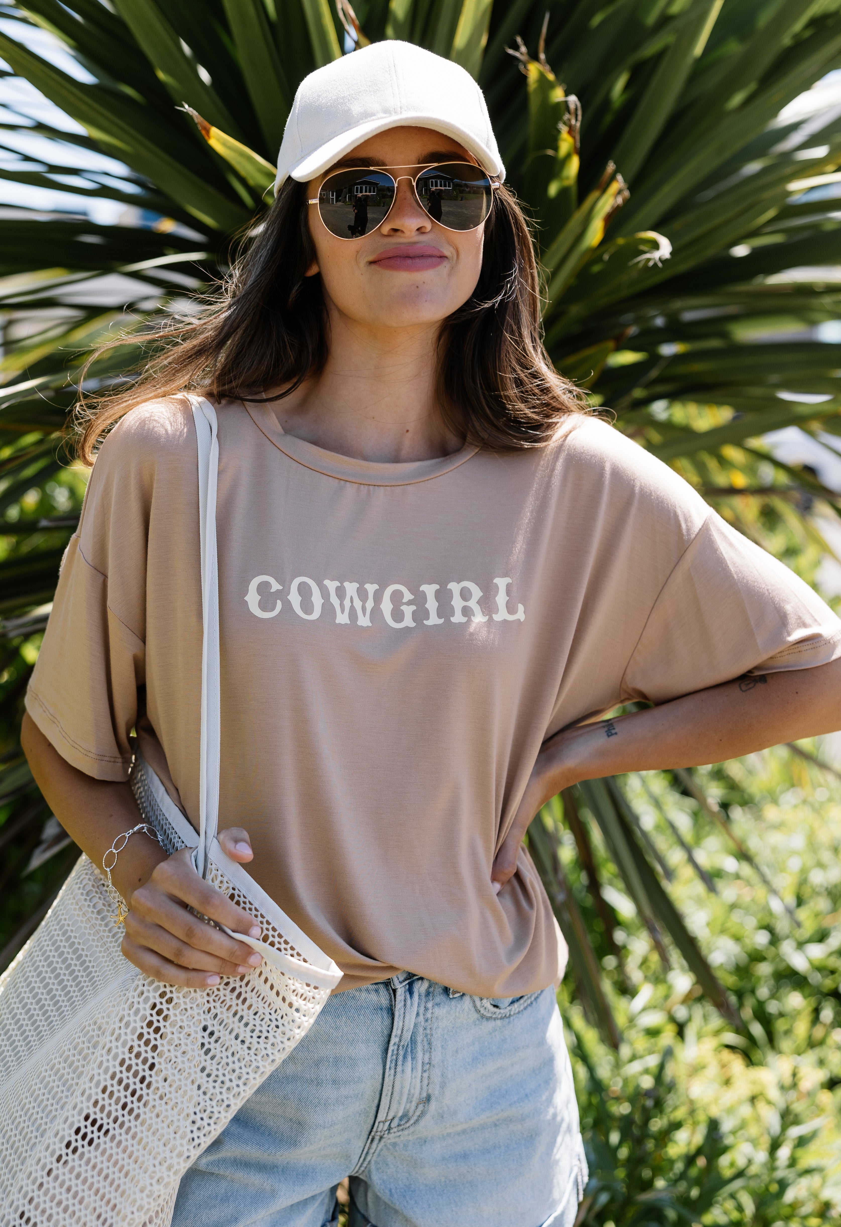 Cowgirl Tee - TAN - willows clothing S/S Shirt
