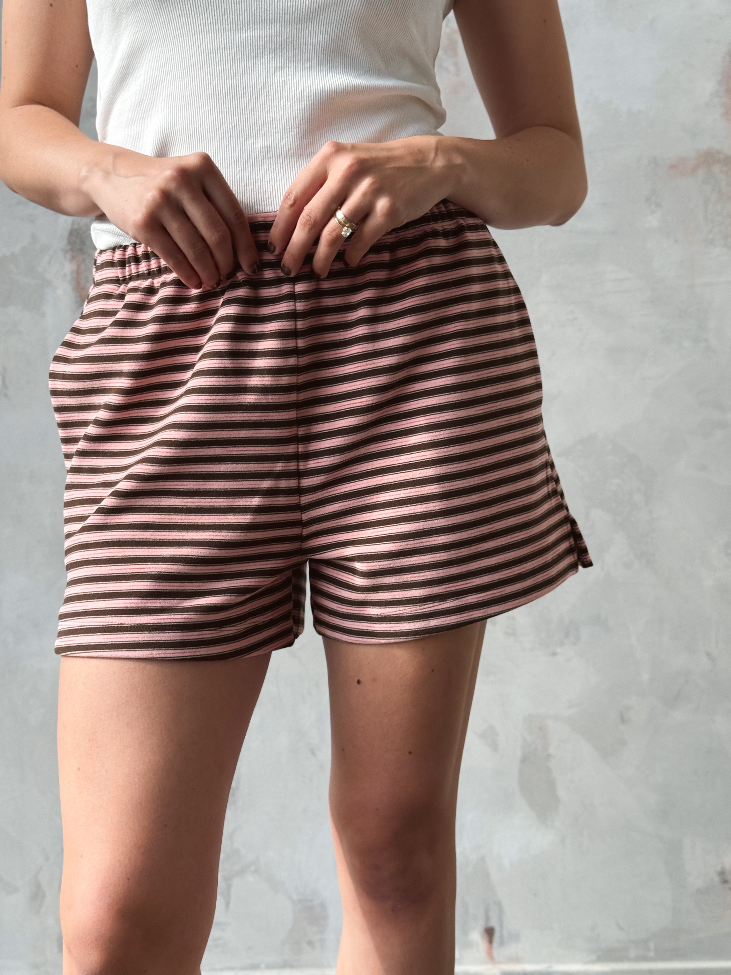 Cozy Stripe Shorts - PINK - willows clothing SHORTS