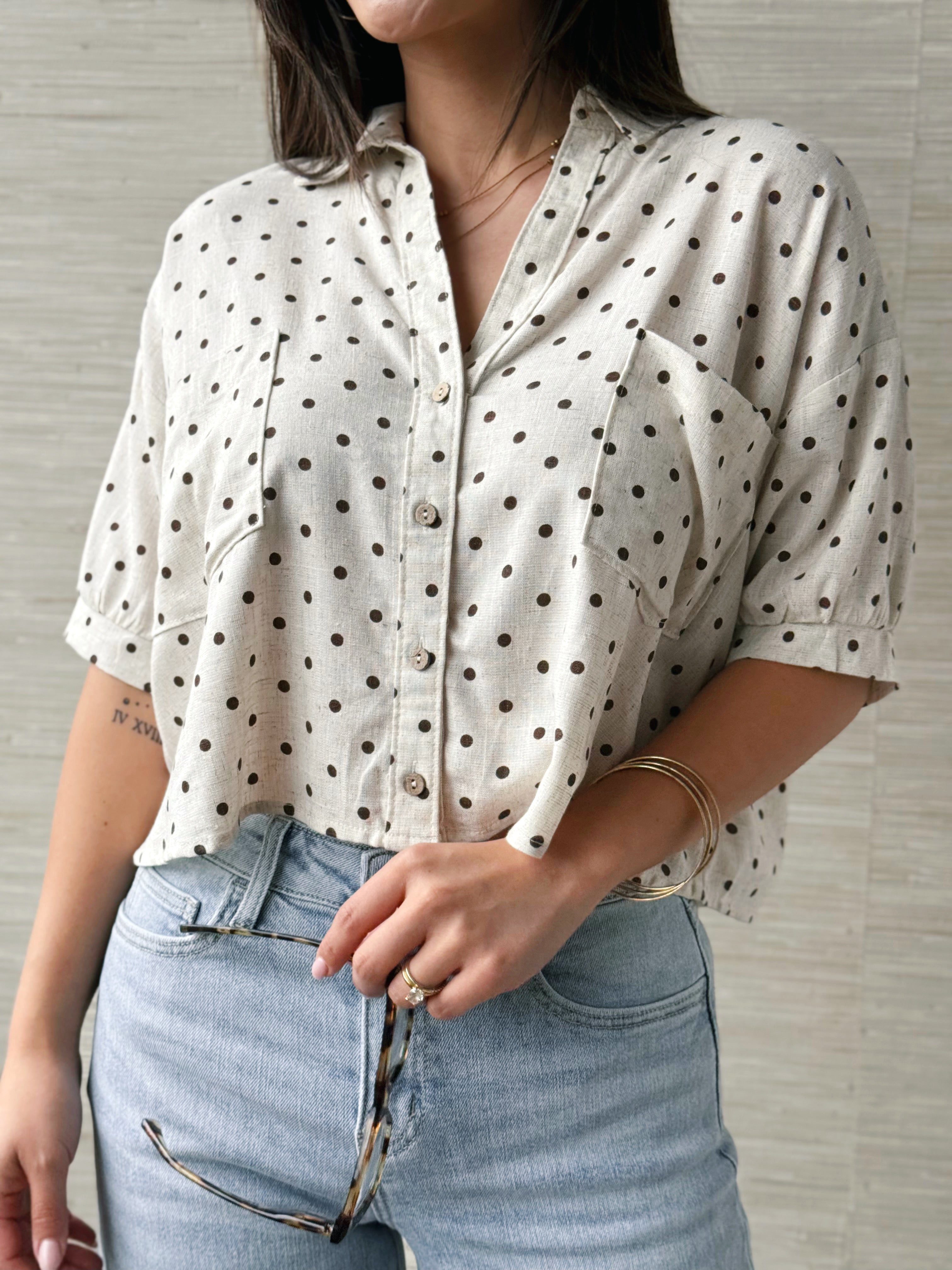 Cream & Sugar Blouse - OATMEAL - willows clothing S/S SHIRT