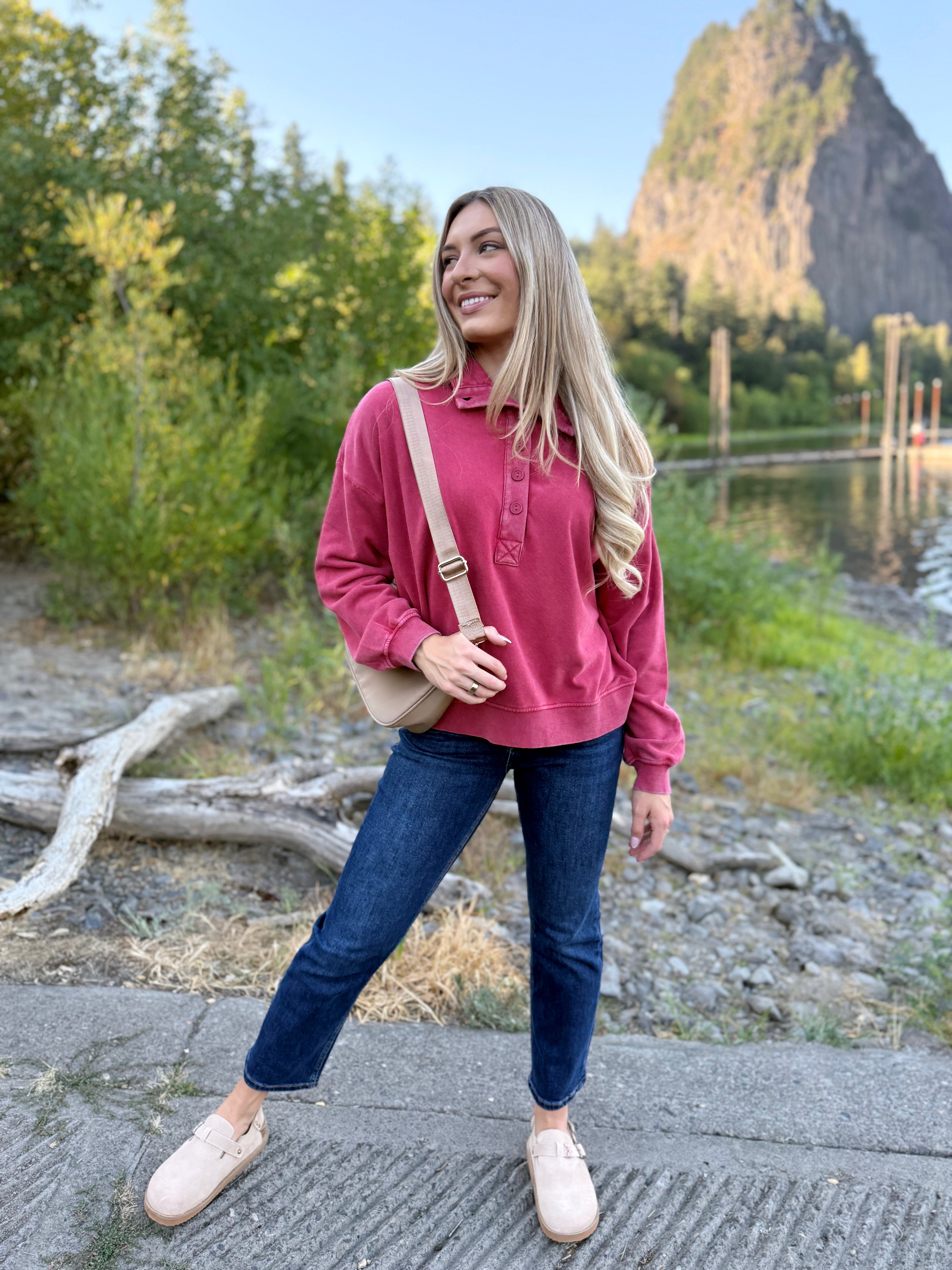 Crisp Air Sweatshirt - DARK RED - willows clothing SWEATSHIRT