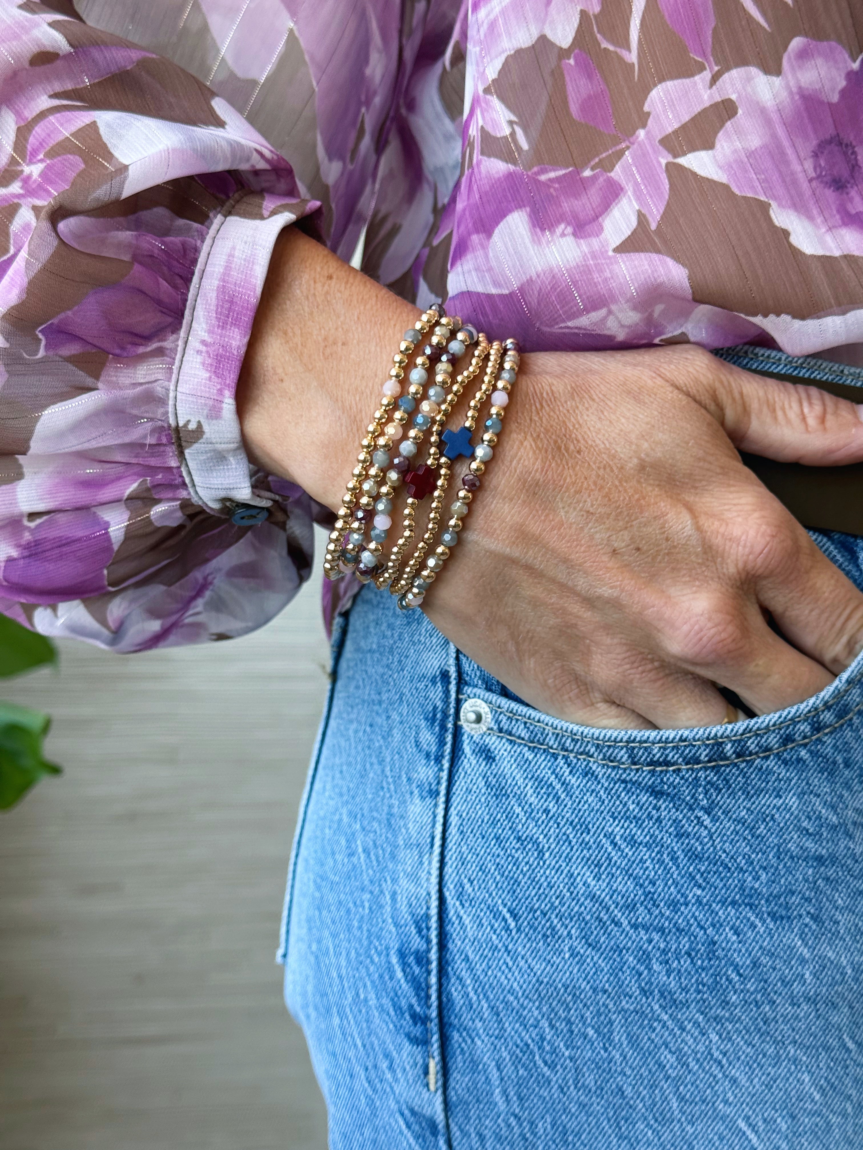 Cross Stretch Bracelet Set - MULTI COLORED - willows clothing Bracelets
