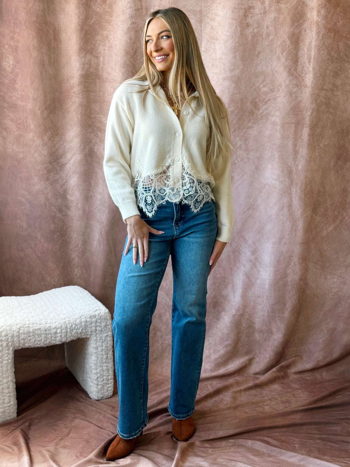 Daisy Mae Cardigan - CREAM - willows clothing Cardigan