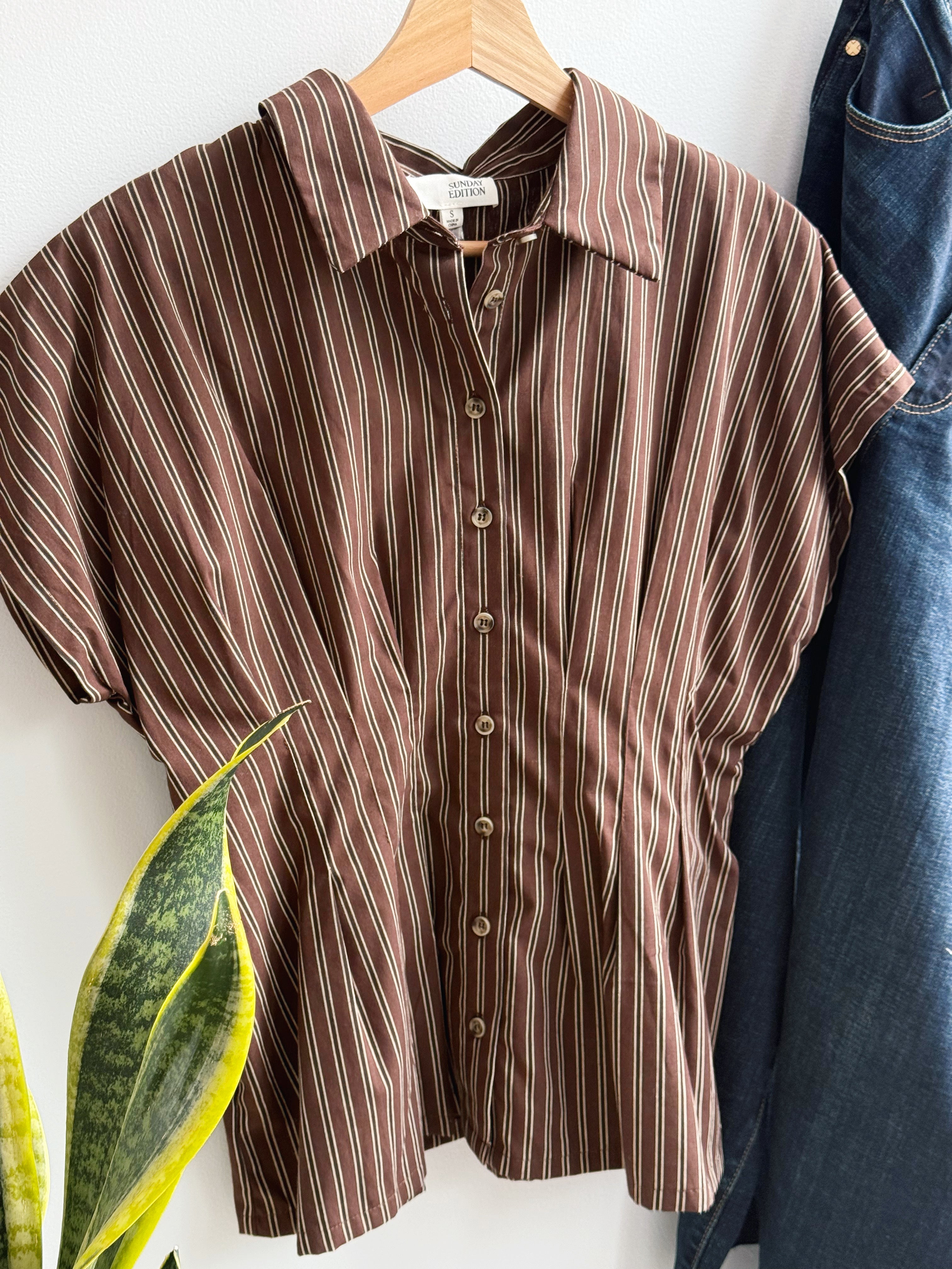 Danica Blouse - BROWN STRIPE - willows clothing BLOUSE
