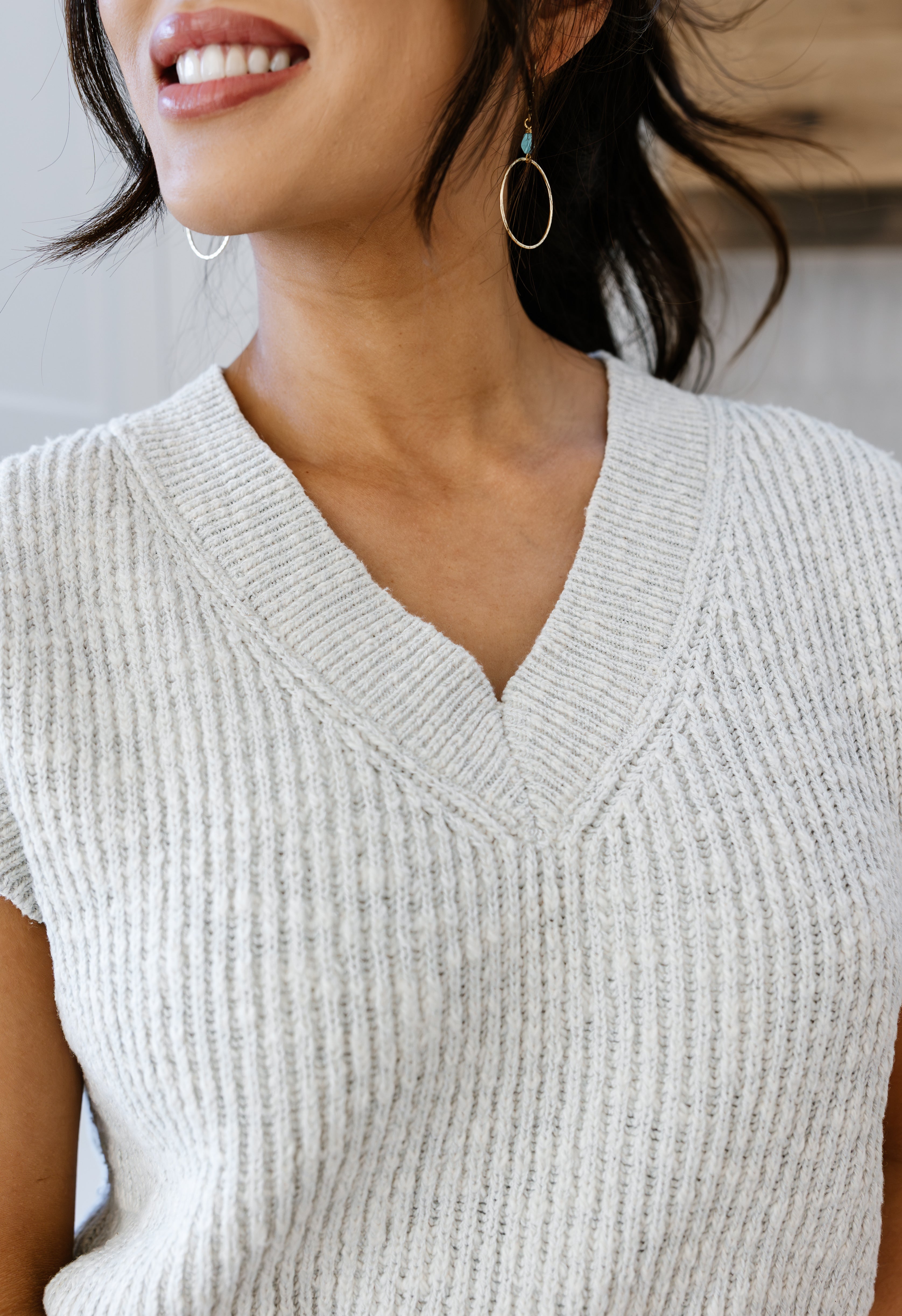 Darla Sweater Vest - LIGHT GREY - willows clothing SWEATER
