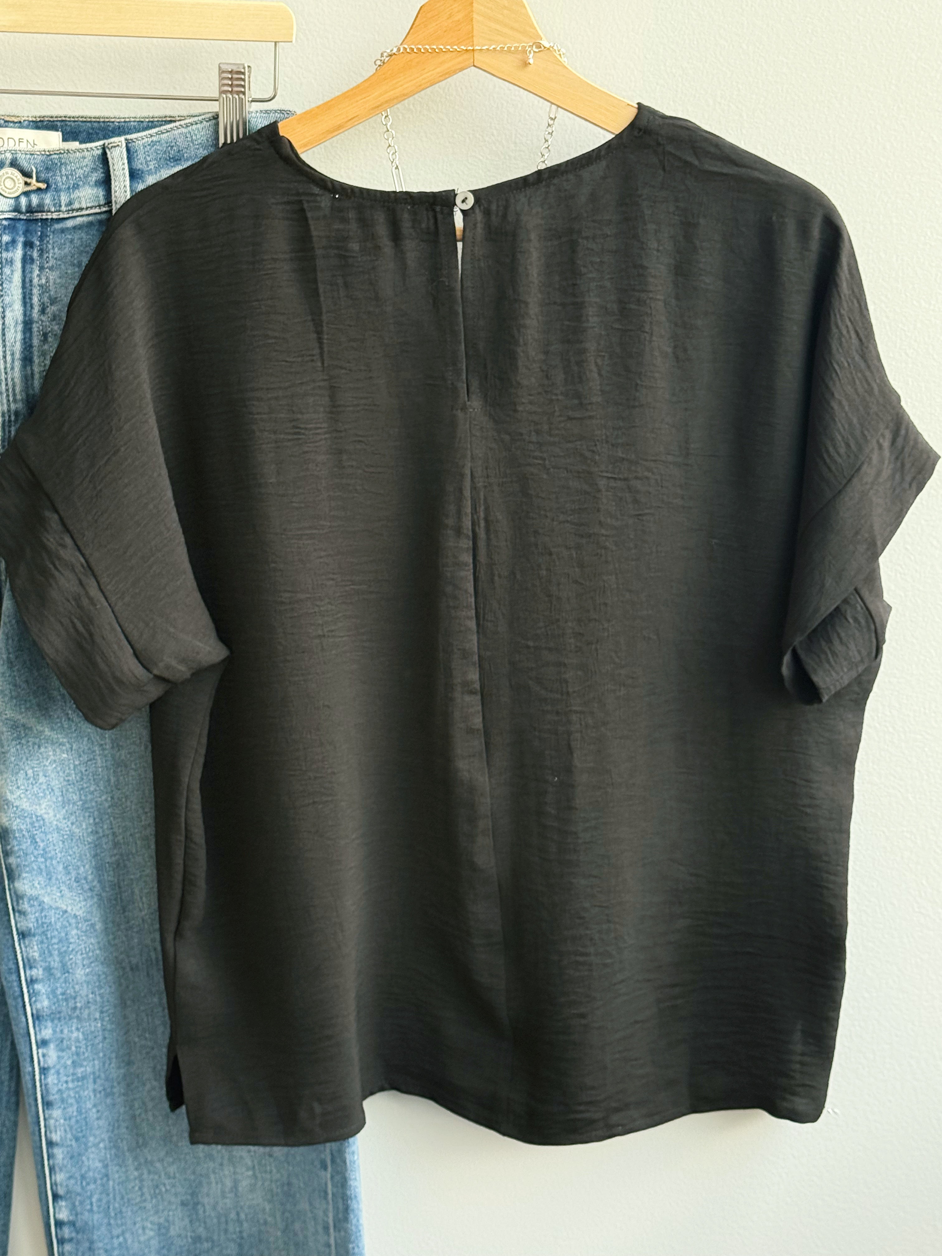 Dawn Blouse - BLACK - willows clothing S/S SHIRT