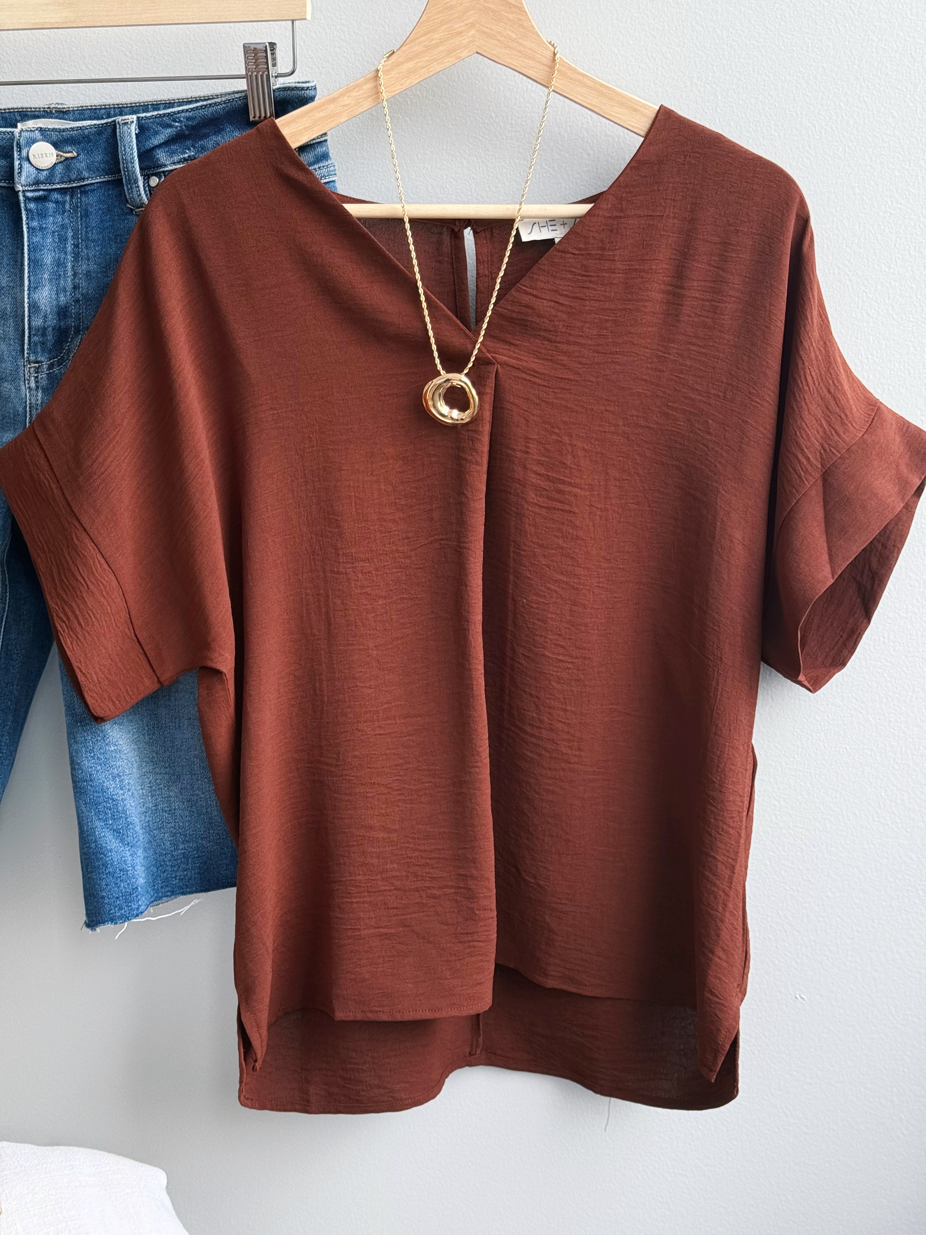Dawn Blouse - BROWN - willows clothing S/S SHIRT