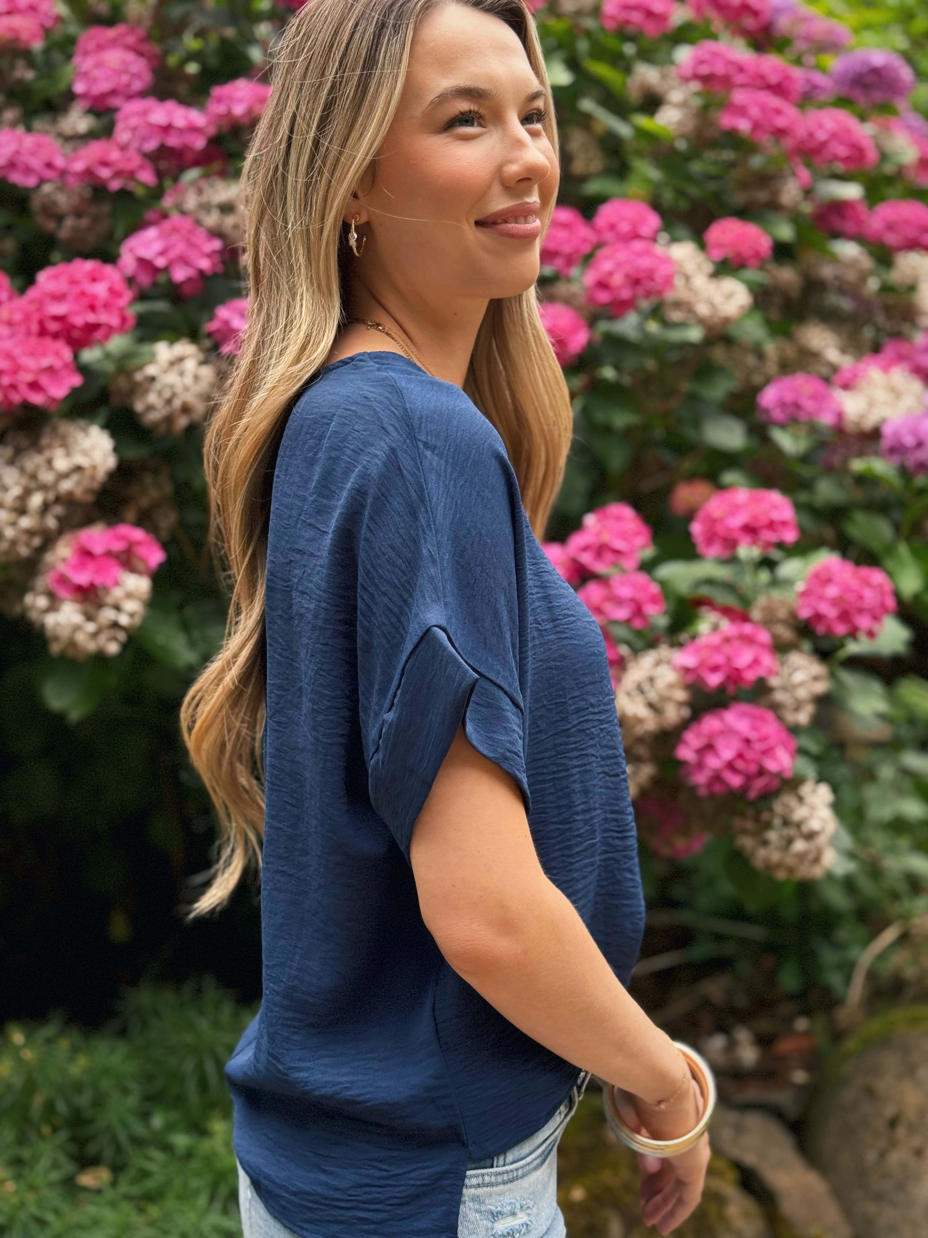 Dawn Blouse - INDIGO NAVY - willows clothing S/S SHIRT
