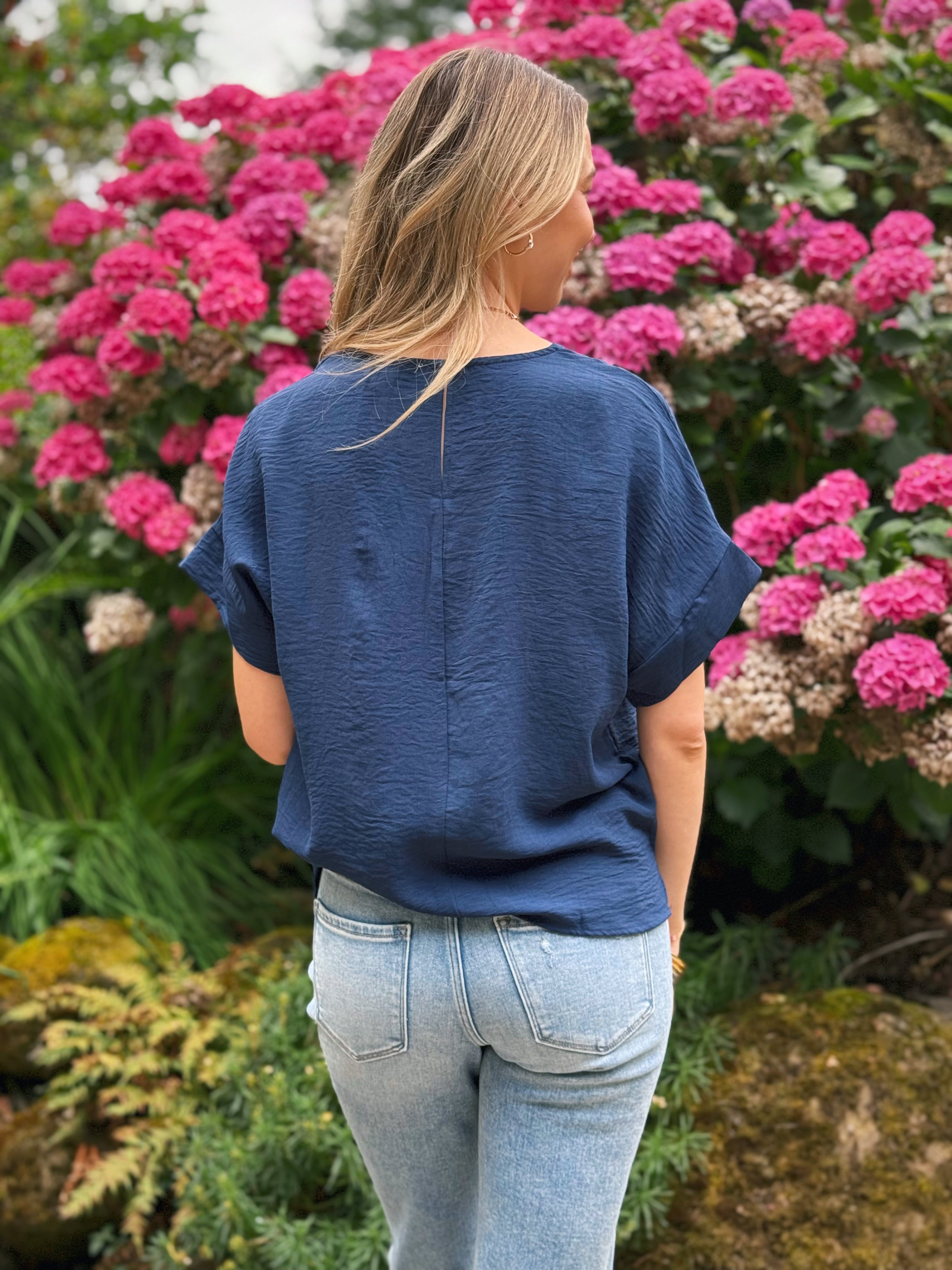 Dawn Blouse - INDIGO NAVY - willows clothing S/S SHIRT