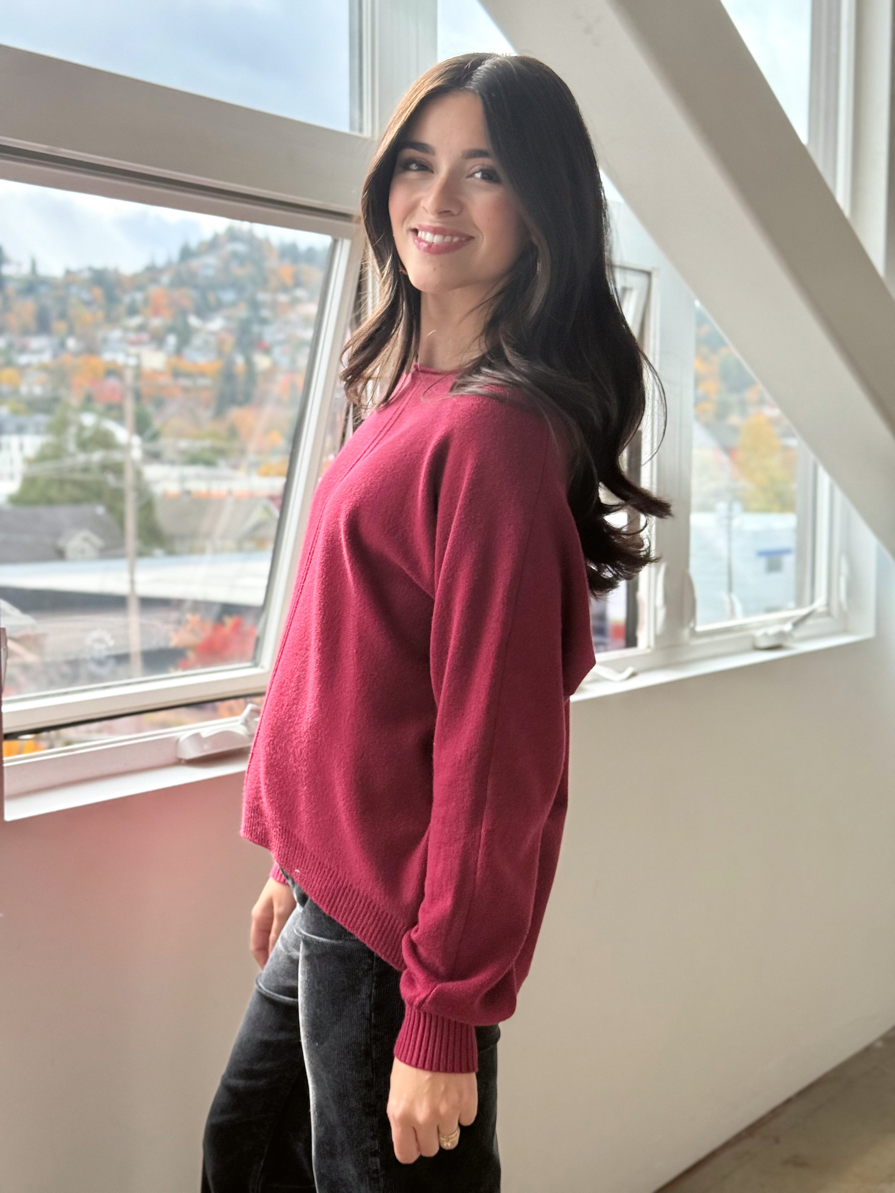 Deal Seeker Sweater - CABERNET - willows clothing SWEATER