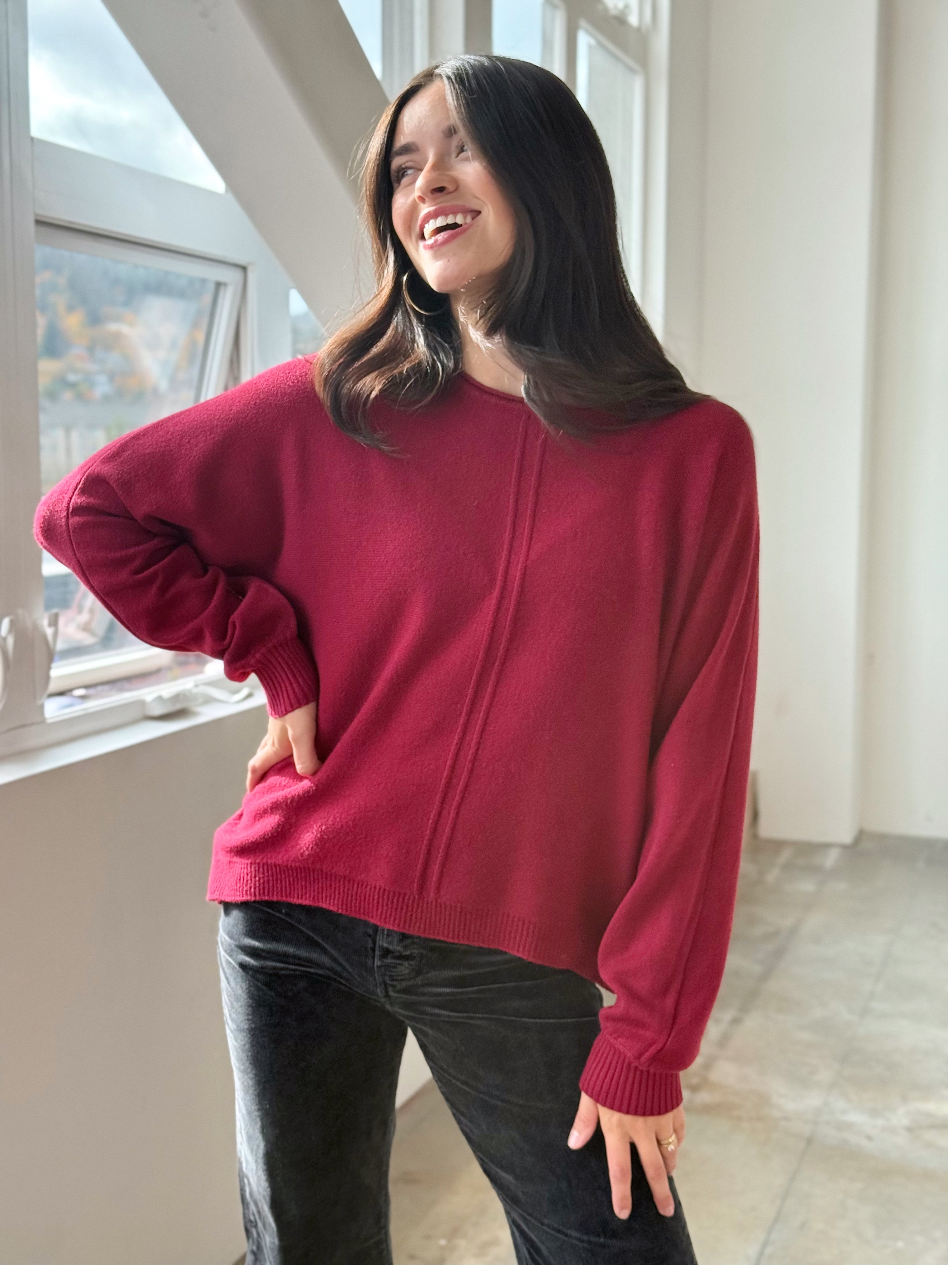 Deal Seeker Sweater - CABERNET - willows clothing SWEATER
