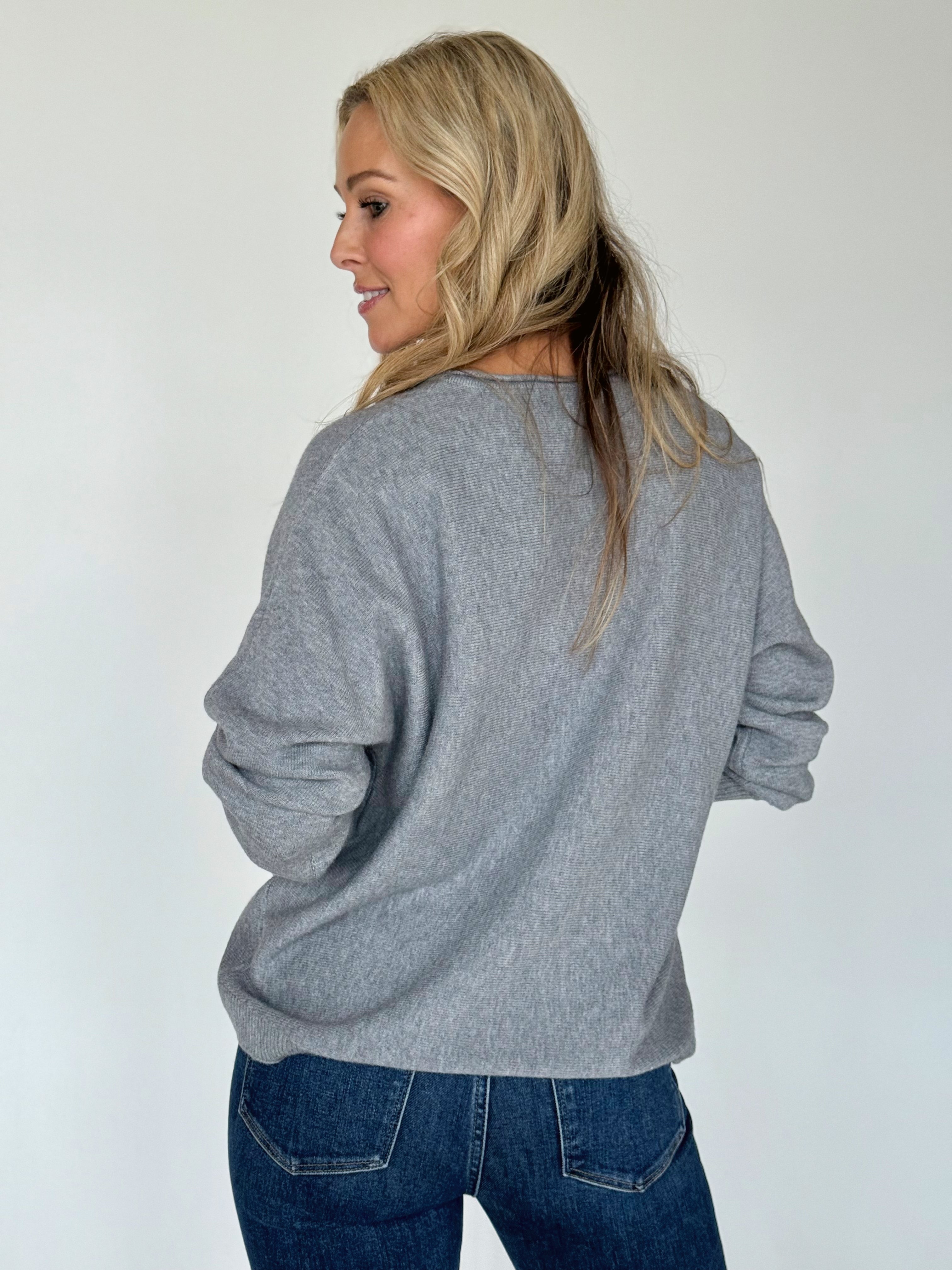 Deal Seeker Sweater - HEATHER GREY - willows clothing SWEATER