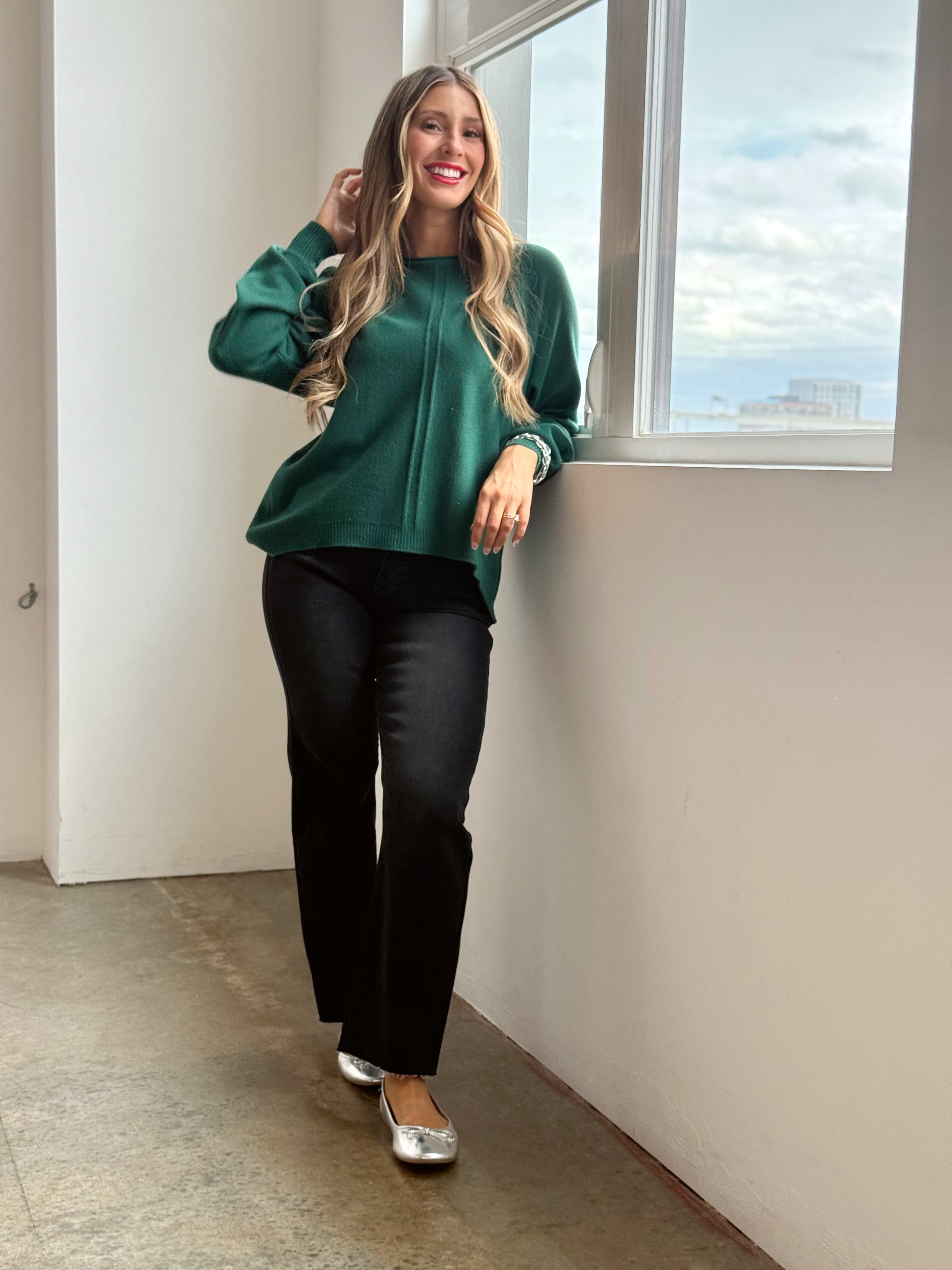 Deal Seeker Sweater - HUNTER GREEN - willows clothing SWEATER