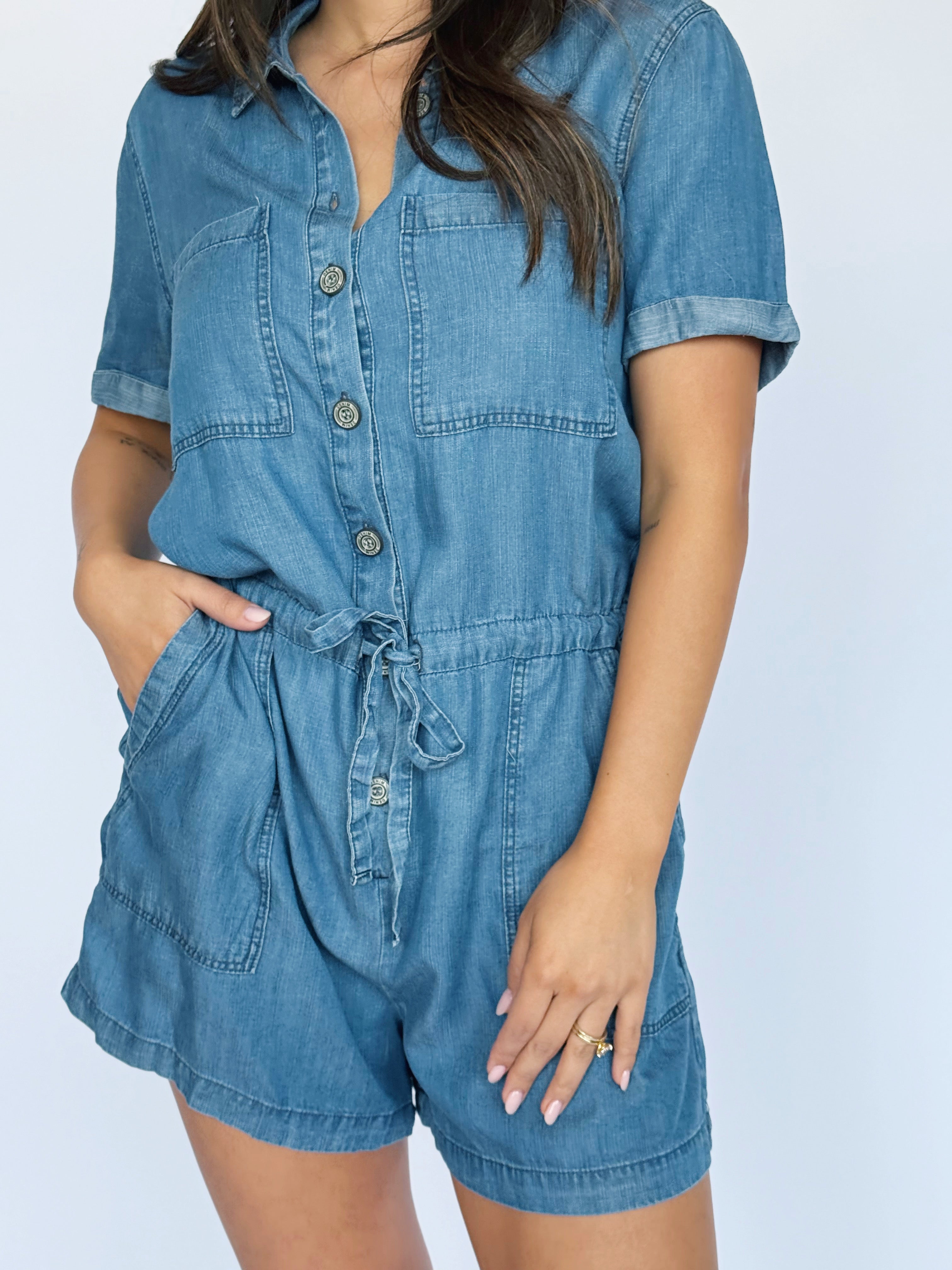 Dixie Romper - MED WASH - willows clothing ROMPER