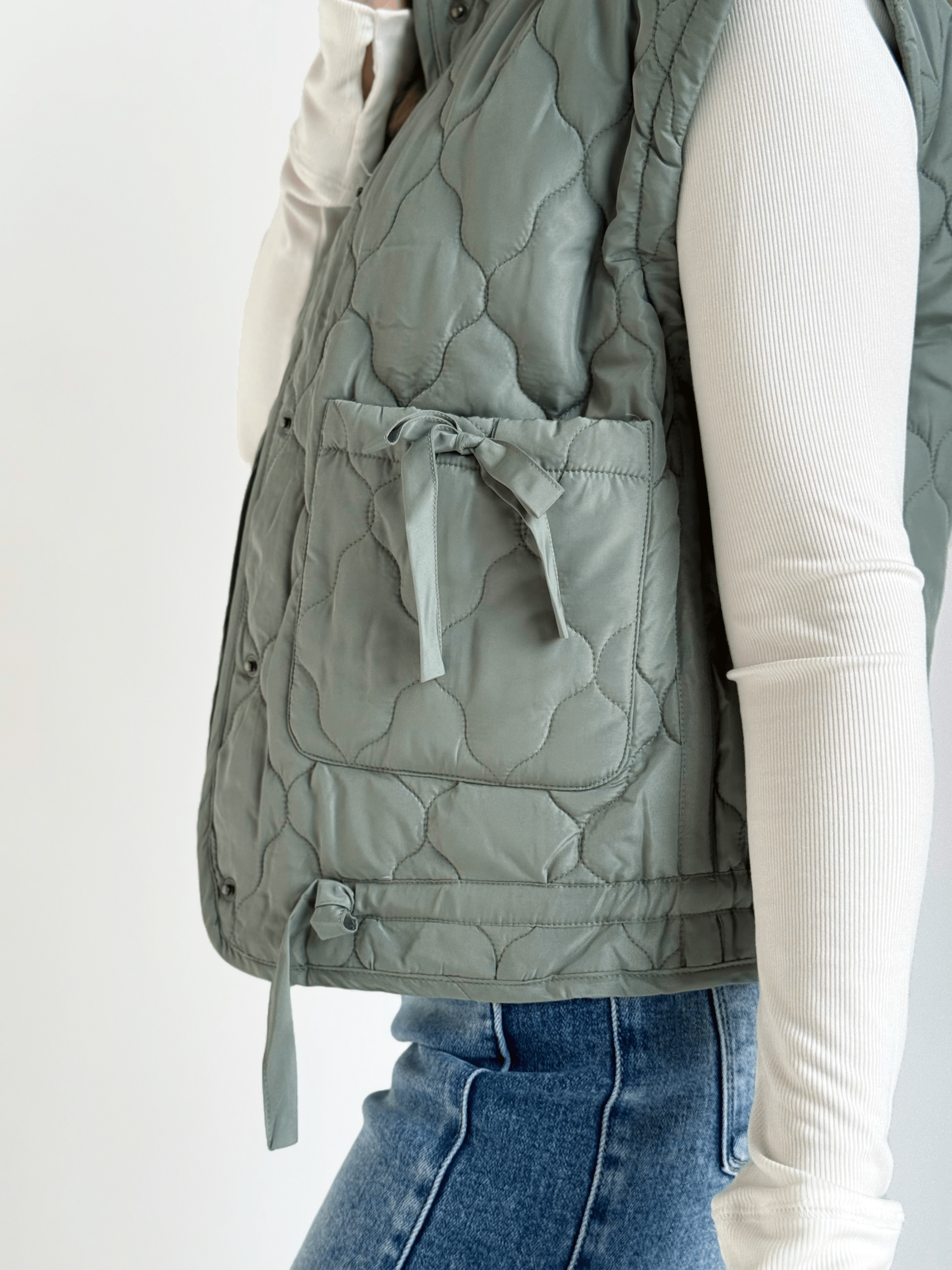 Dottie Vest - DUSTY SAGE - willows clothing VEST