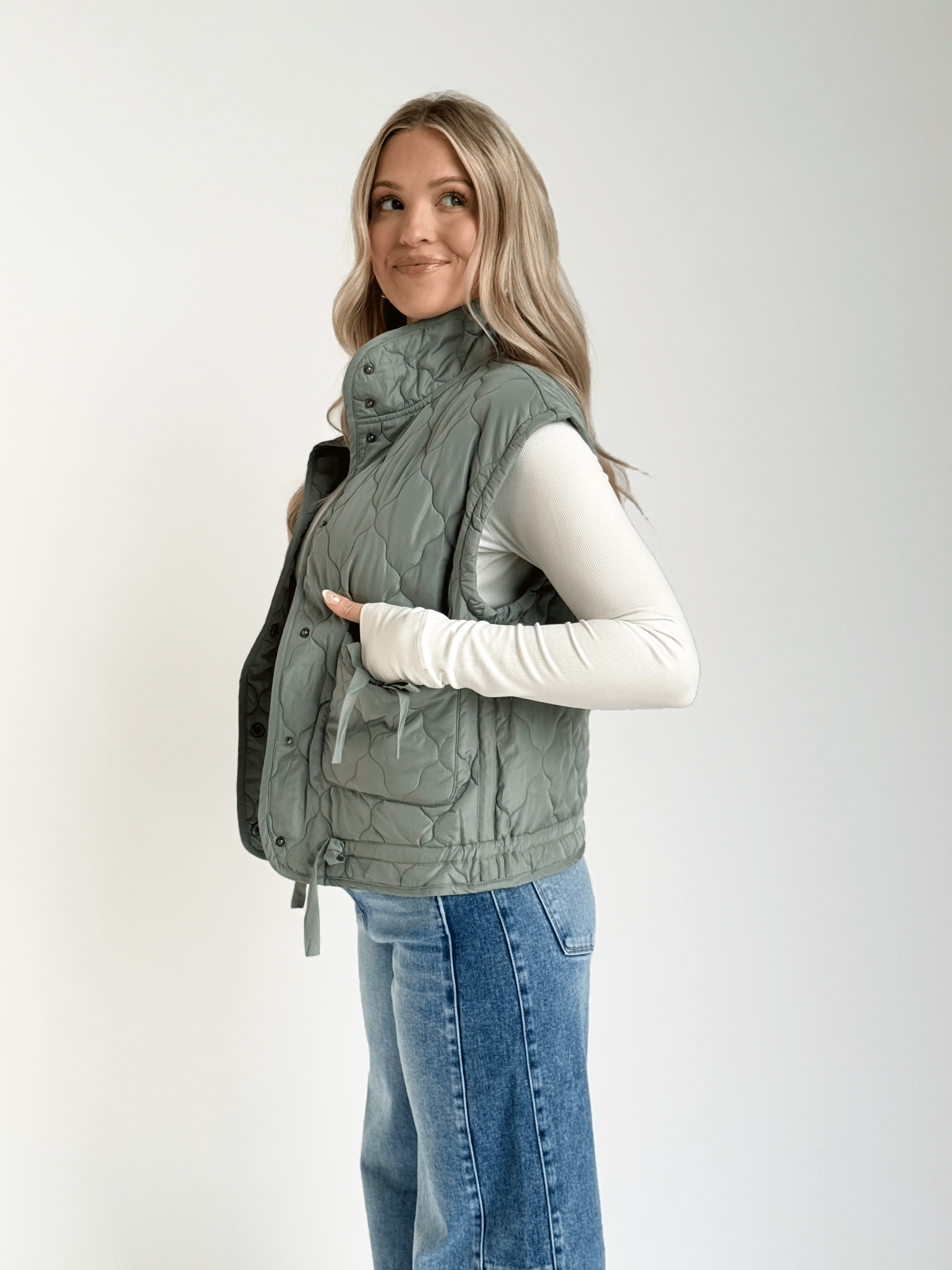 Dottie Vest - DUSTY SAGE - willows clothing VEST