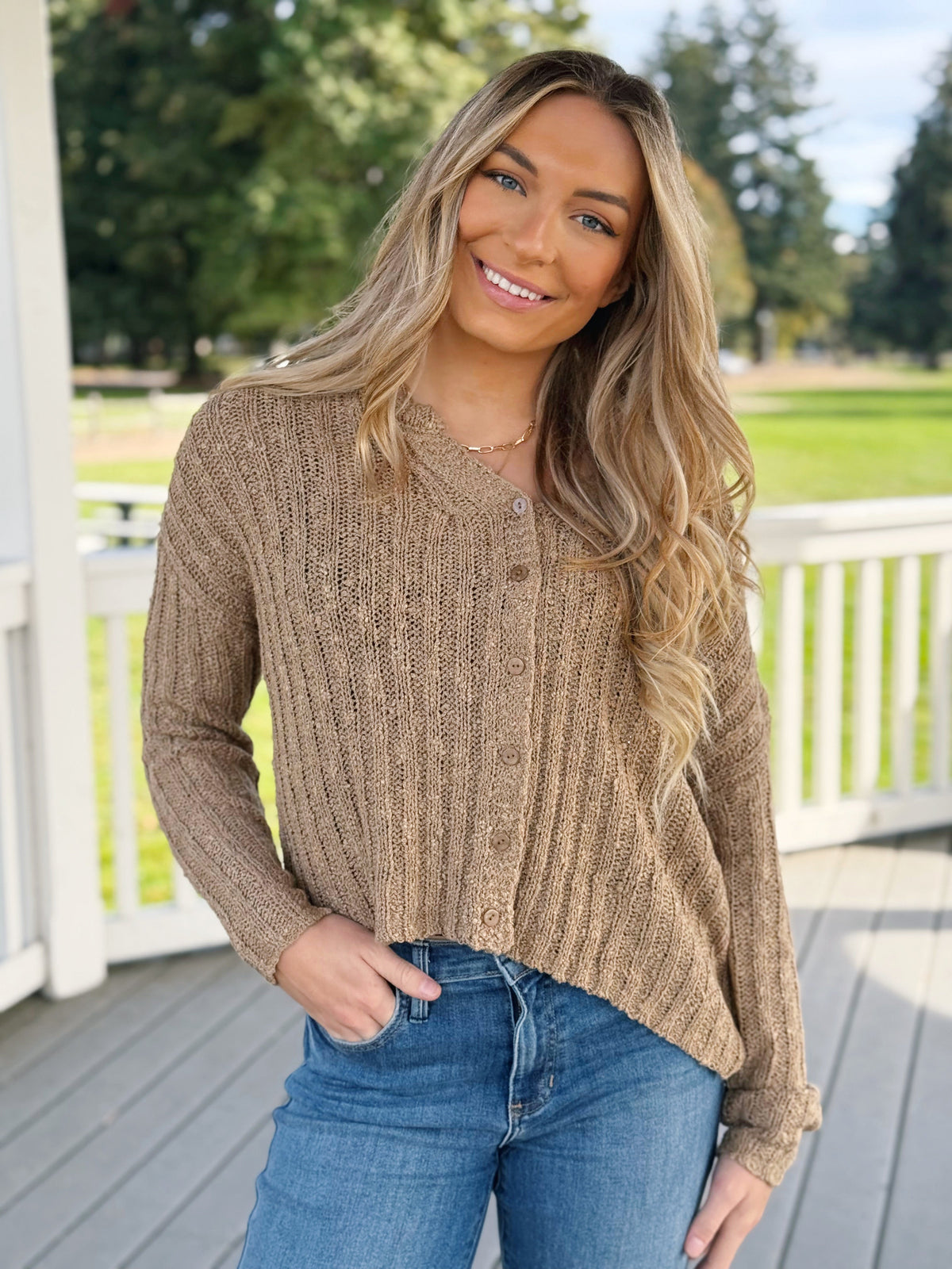 Down Town Vancouver Cardigan - CAPPUCCINO - willows clothing Cardigan