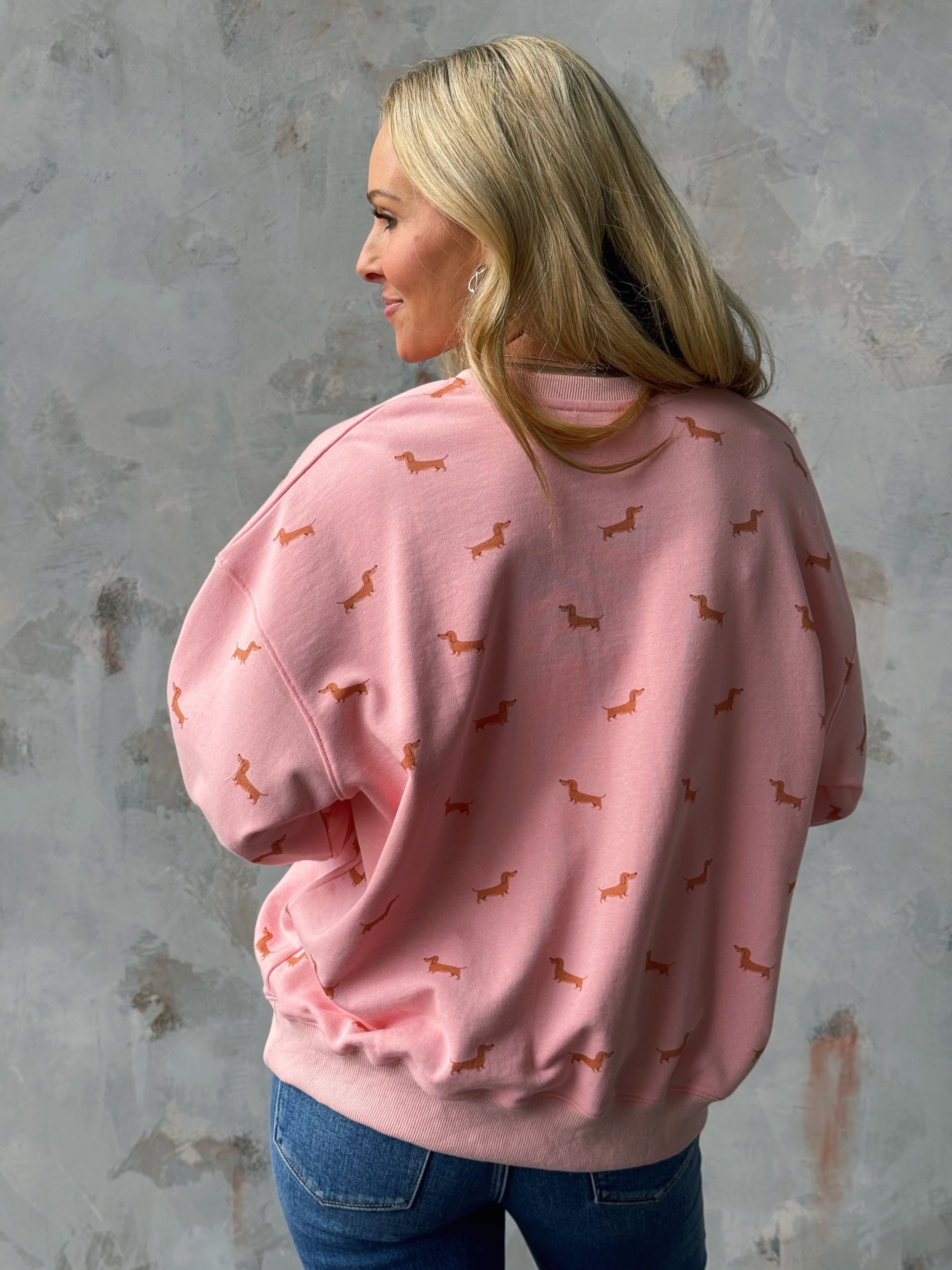 Doxie Sweatshirt - PINK - willows clothing SWEATSHIRT