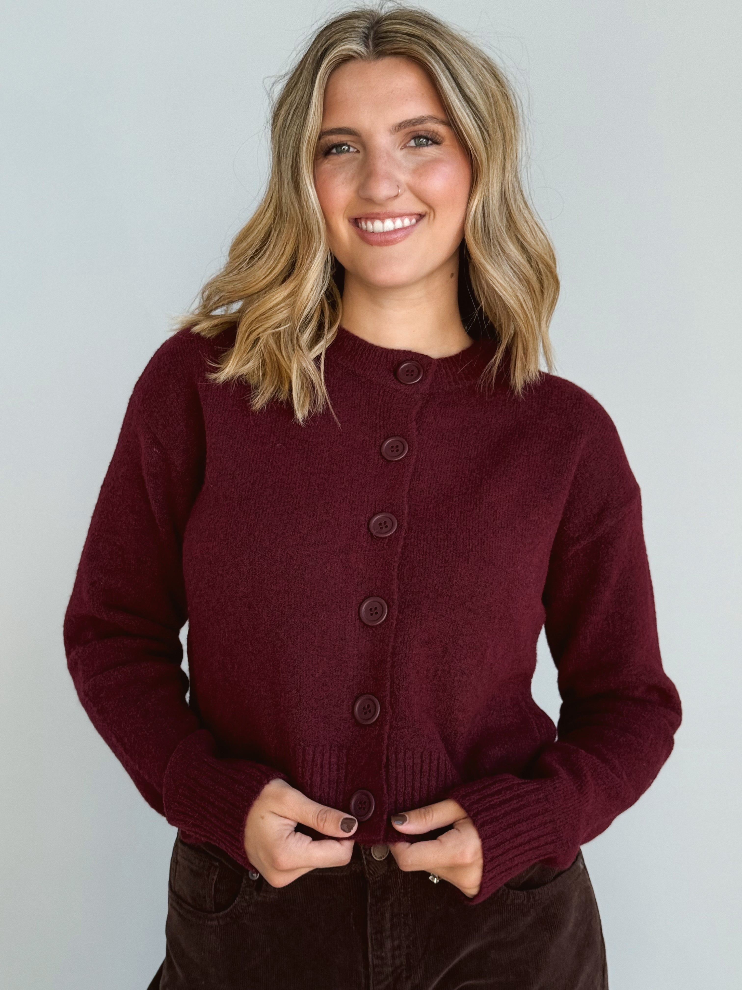 Dragonfly Inn Cardigan - WINE - willows clothing Cardigan