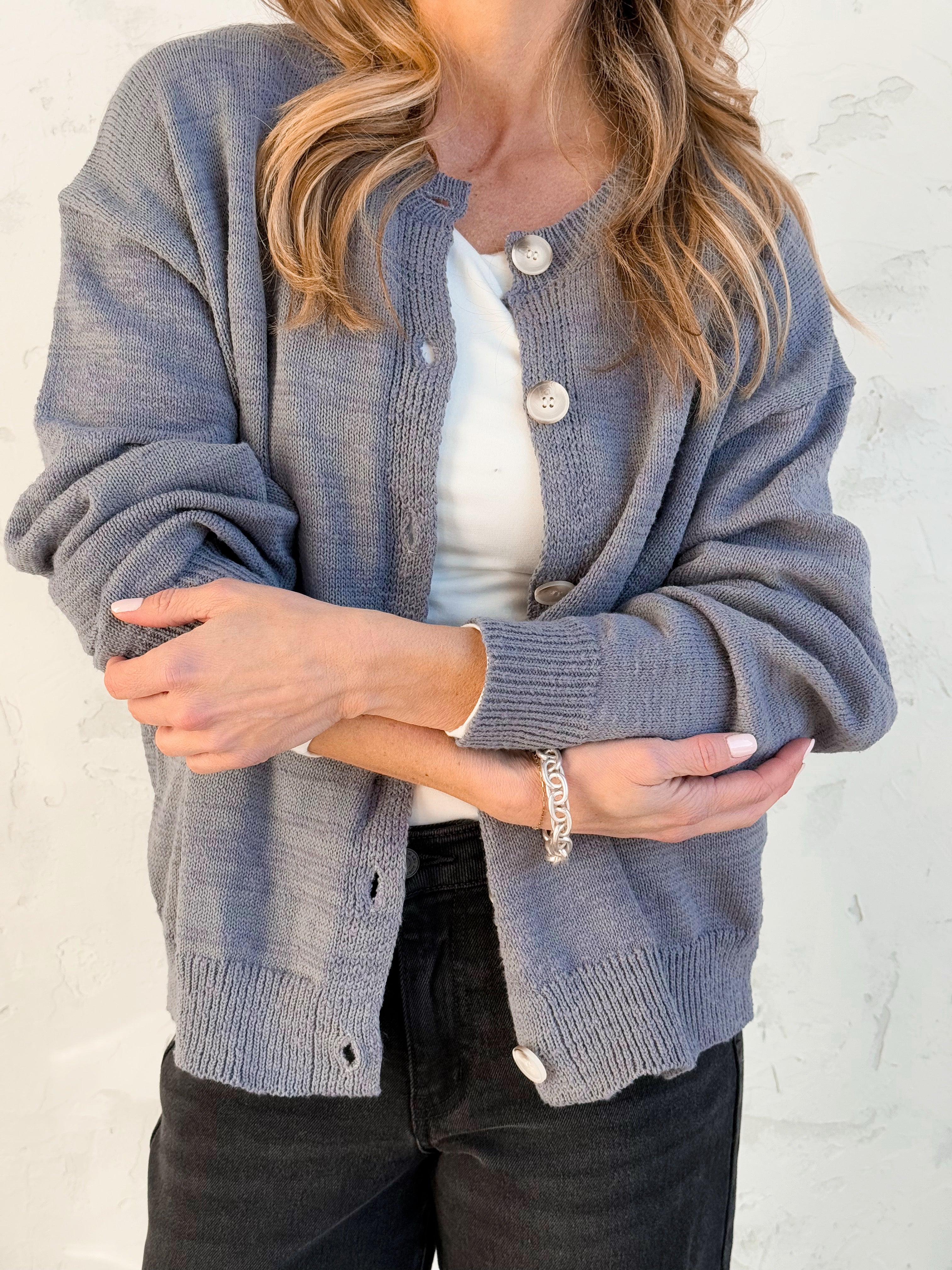 Eleanor Cardigan - DUSTY BLUE - willows clothing Cardigan