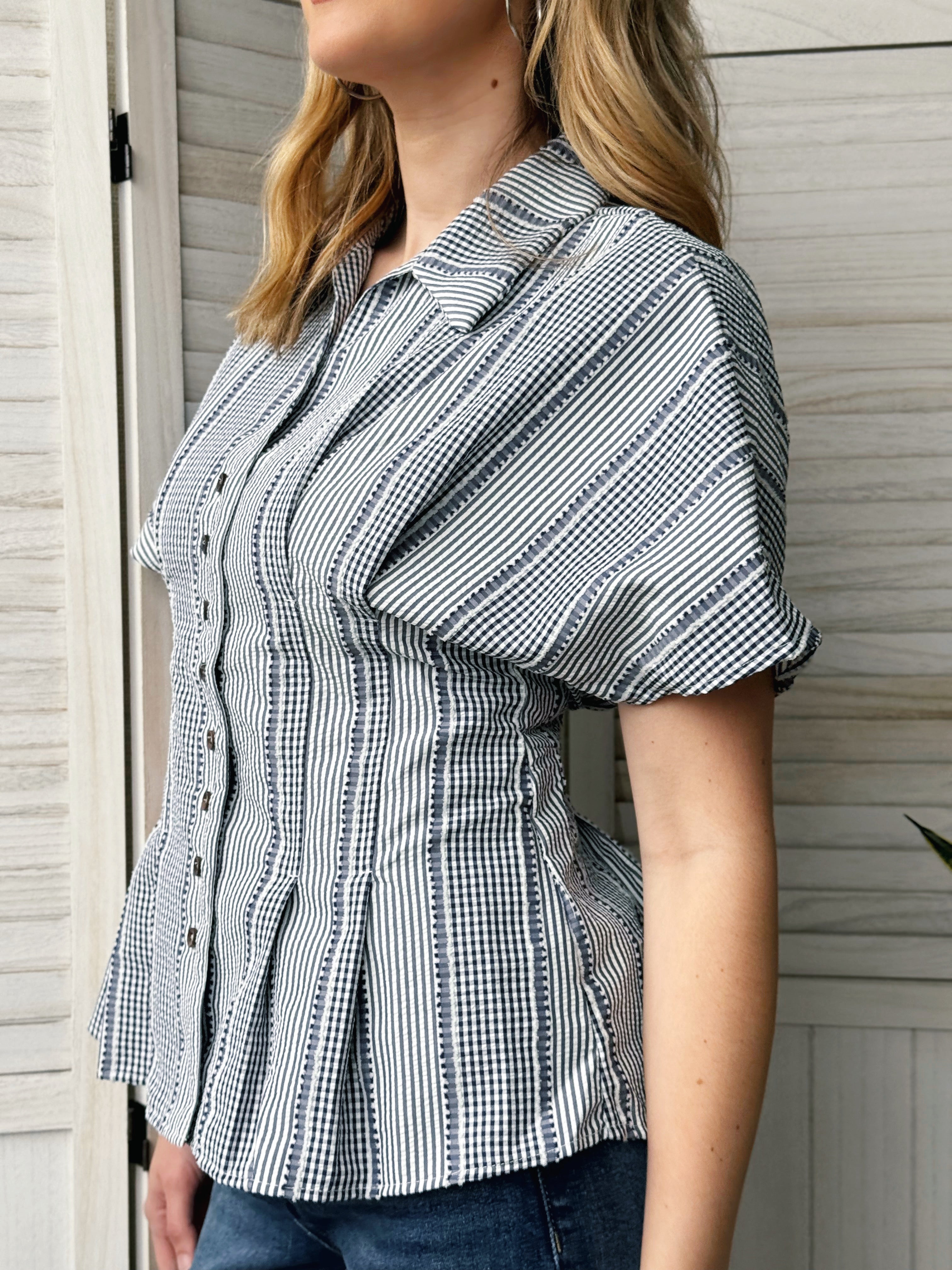 Eleanora Blouse - NAVY - willows clothing BLOUSE