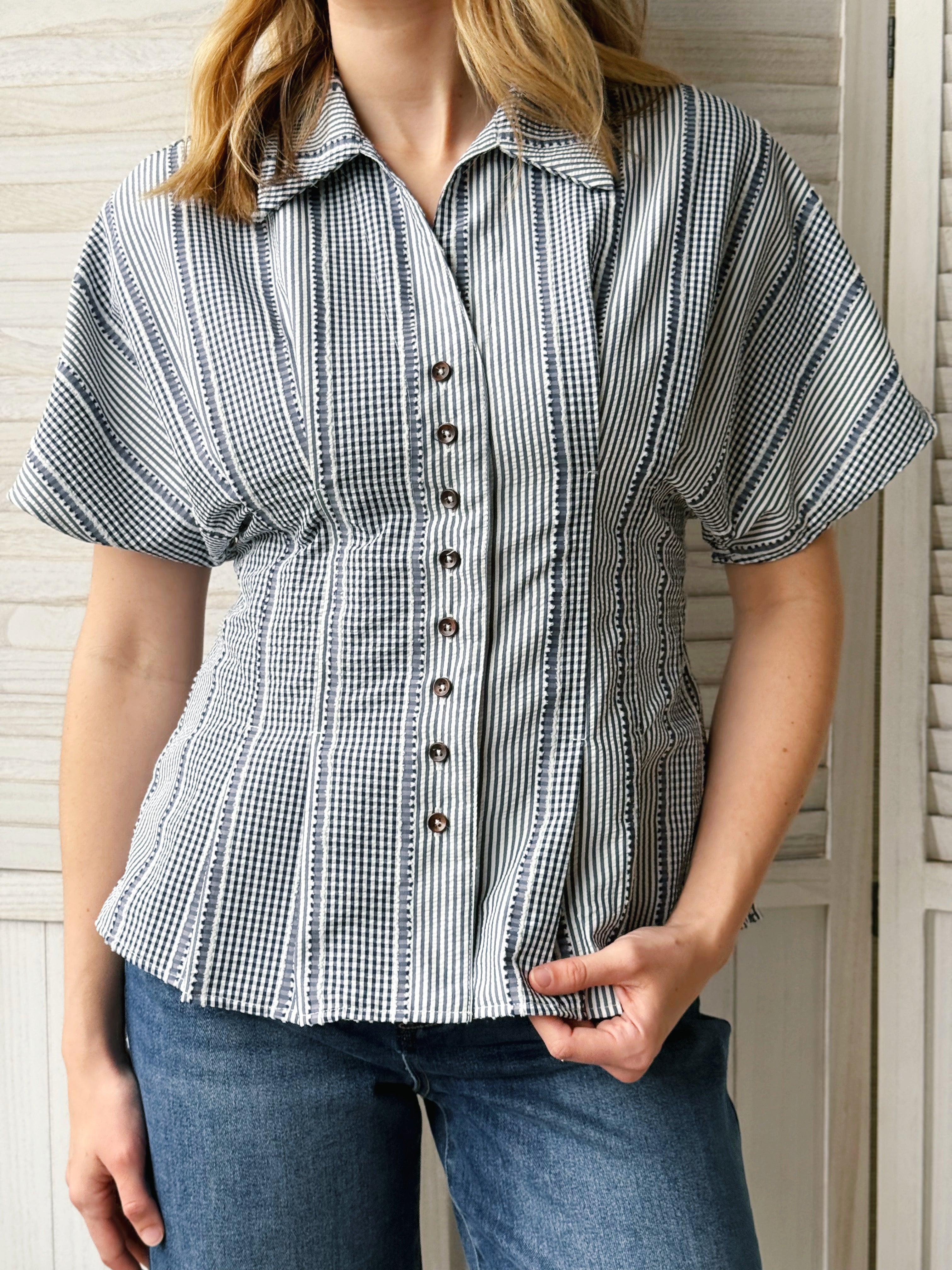 Eleanora Blouse - NAVY - willows clothing BLOUSE