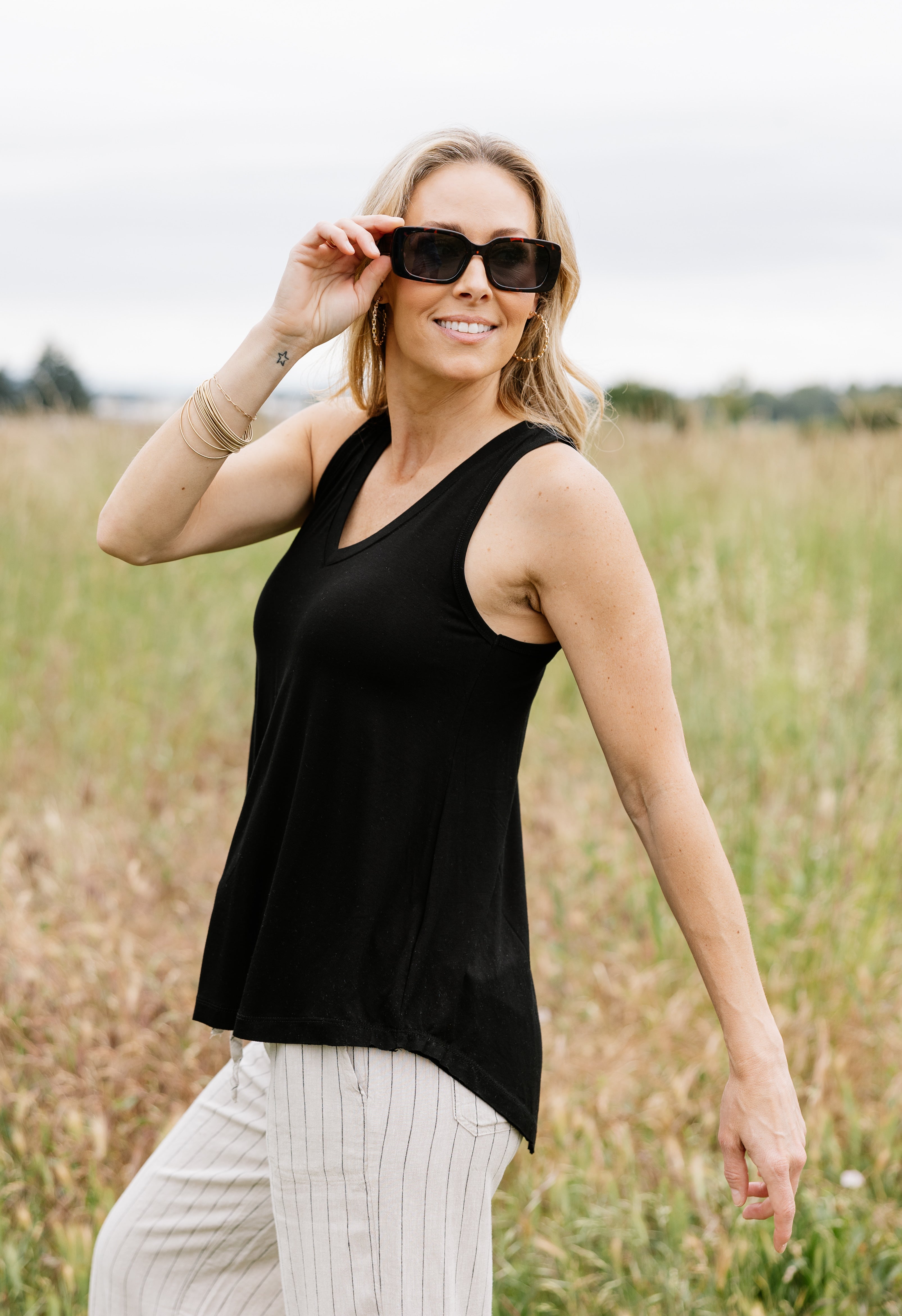 Ellie Tank - BLACK - willows clothing TANK