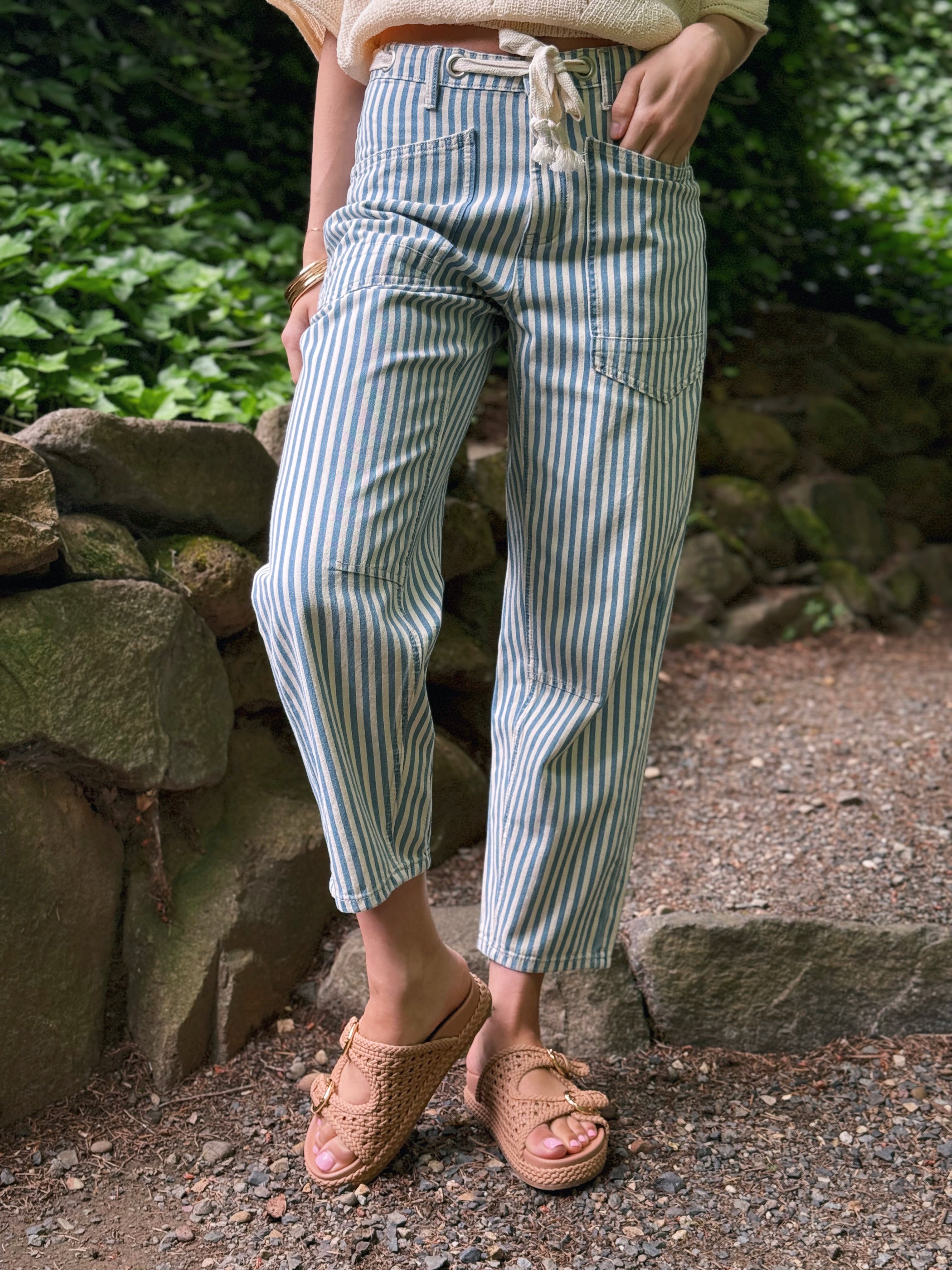 Elliott Stripe Jean - LIGHT BLUE - willows clothing BARREL JEAN
