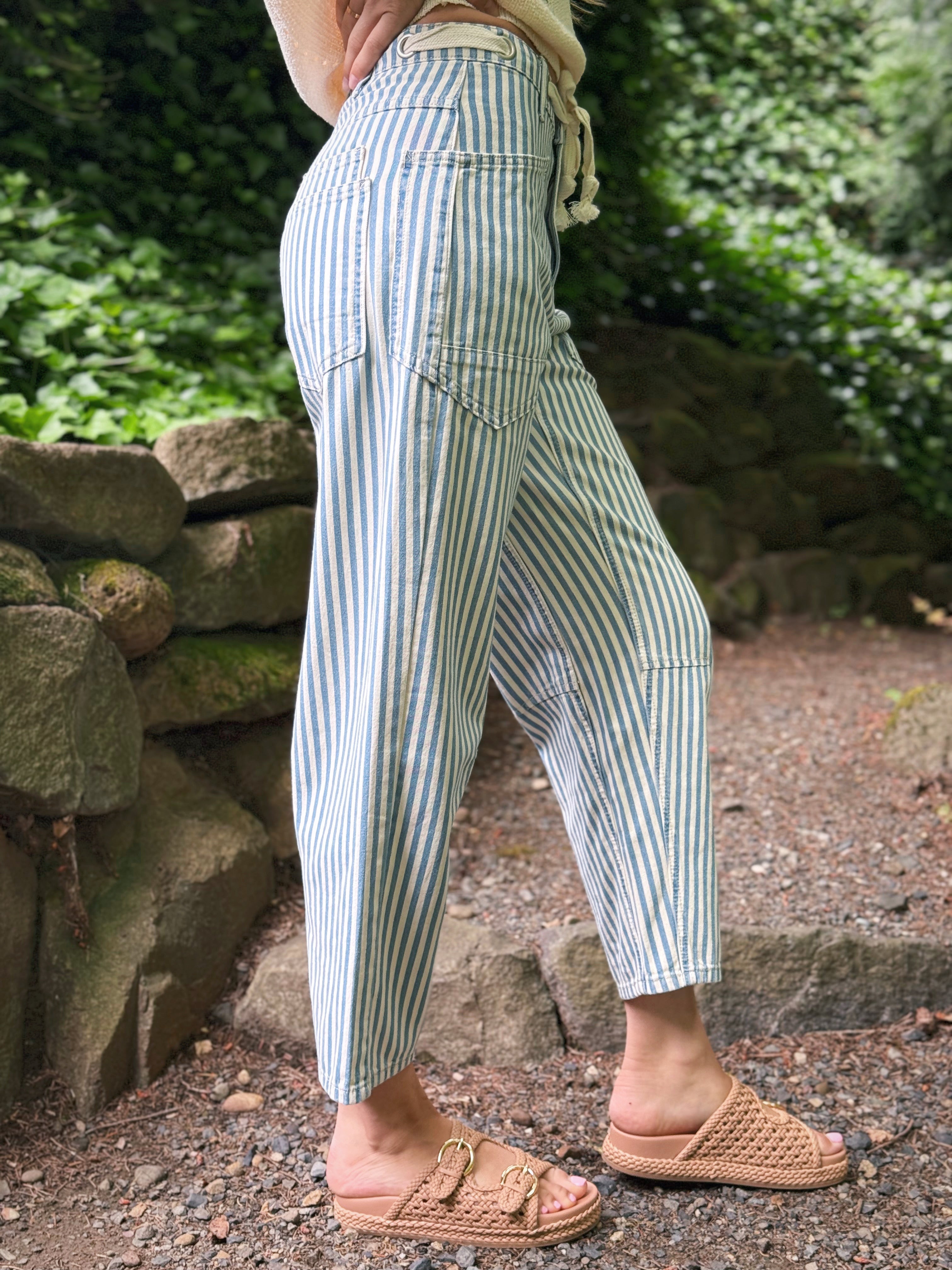 Elliott Stripe Jean - LIGHT BLUE - willows clothing BARREL JEAN