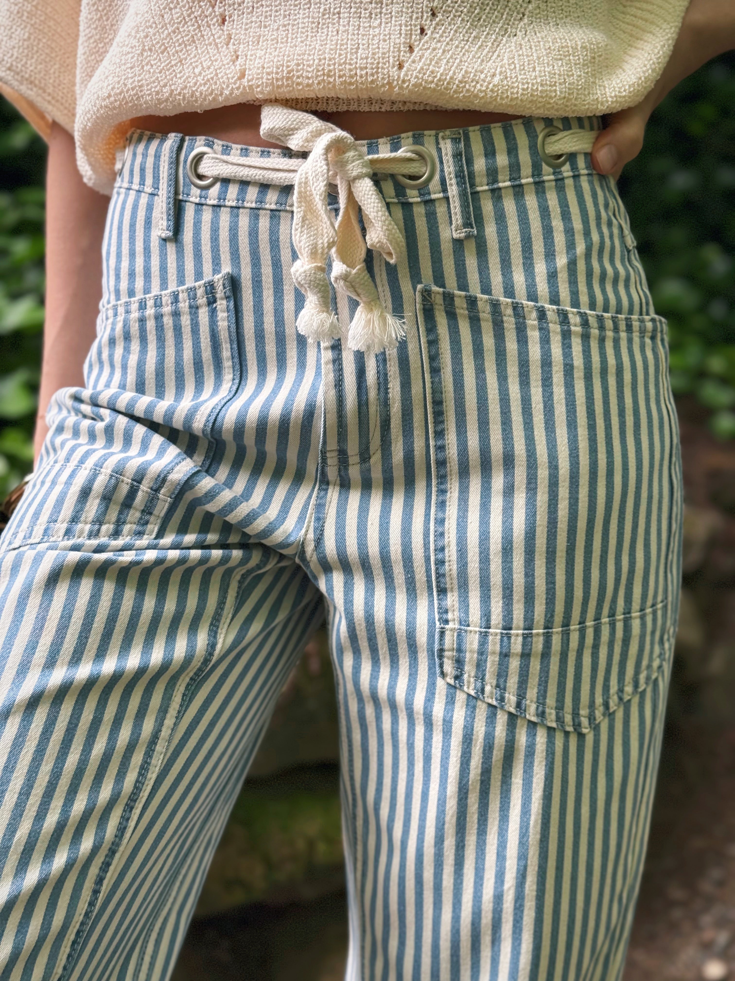 Elliott Stripe Jean - LIGHT BLUE - willows clothing BARREL JEAN