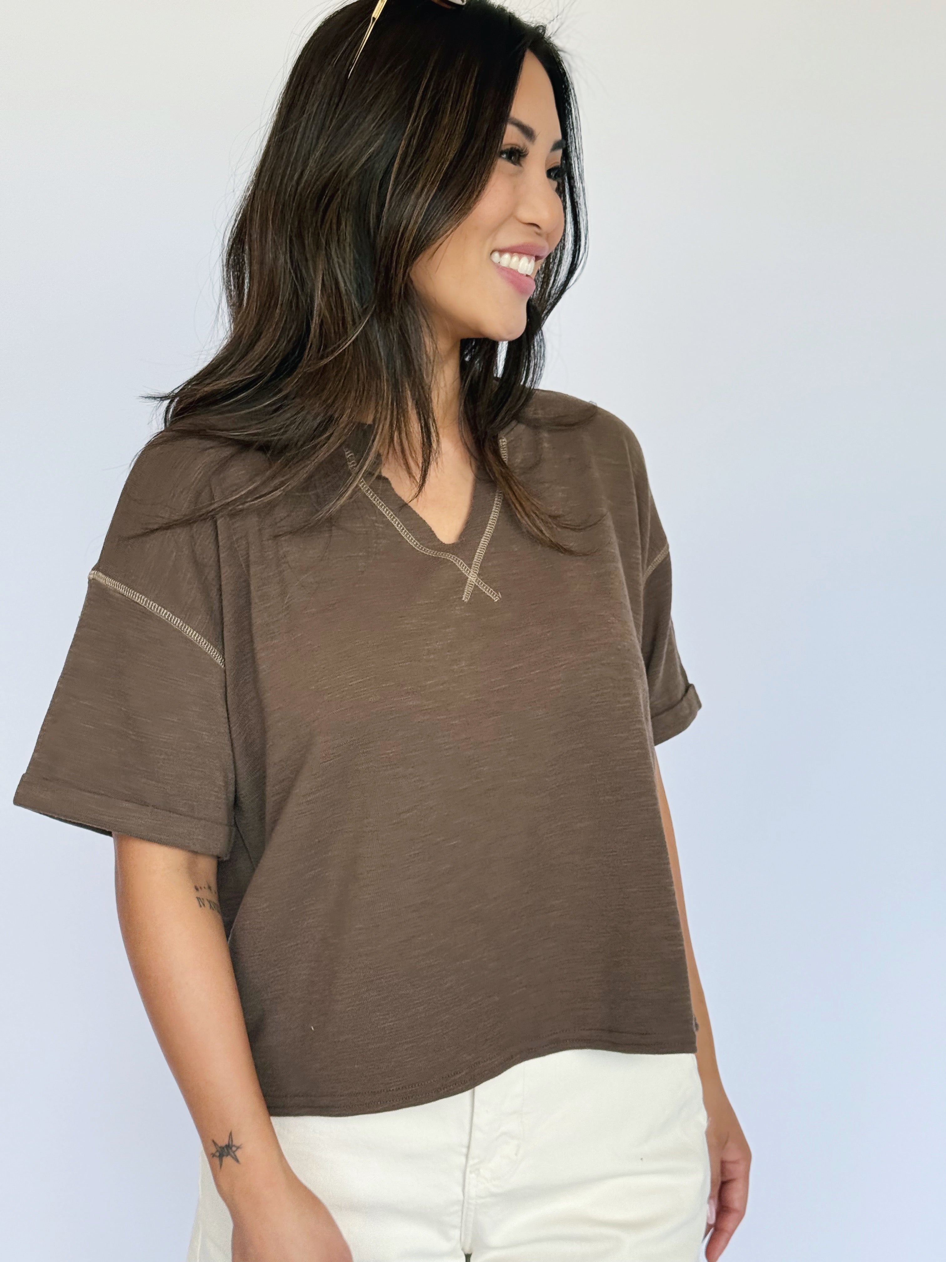 Elm Tee - MOCHA - willows clothing S/S SHIRT