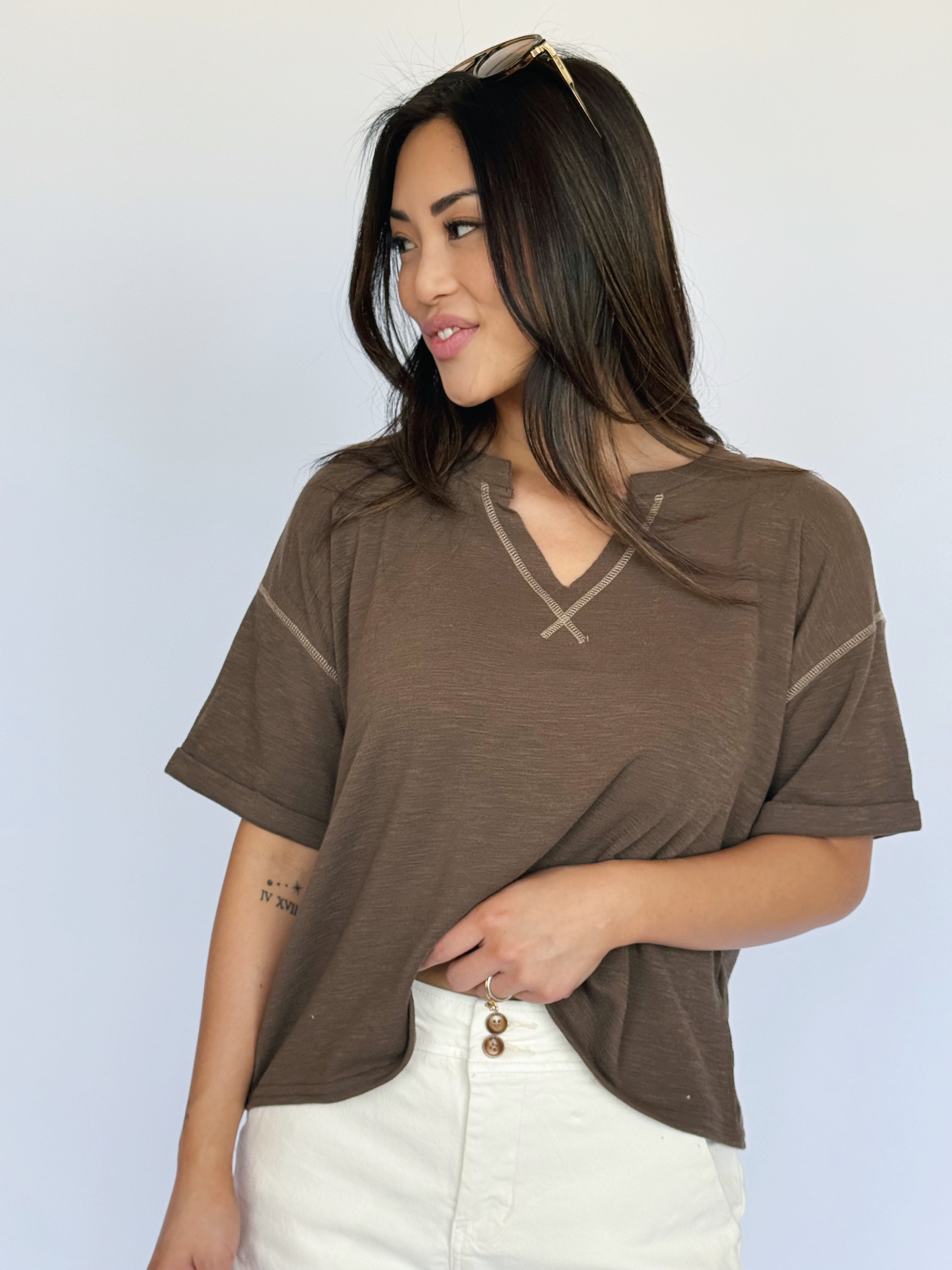 Elm Tee - MOCHA - willows clothing S/S SHIRT