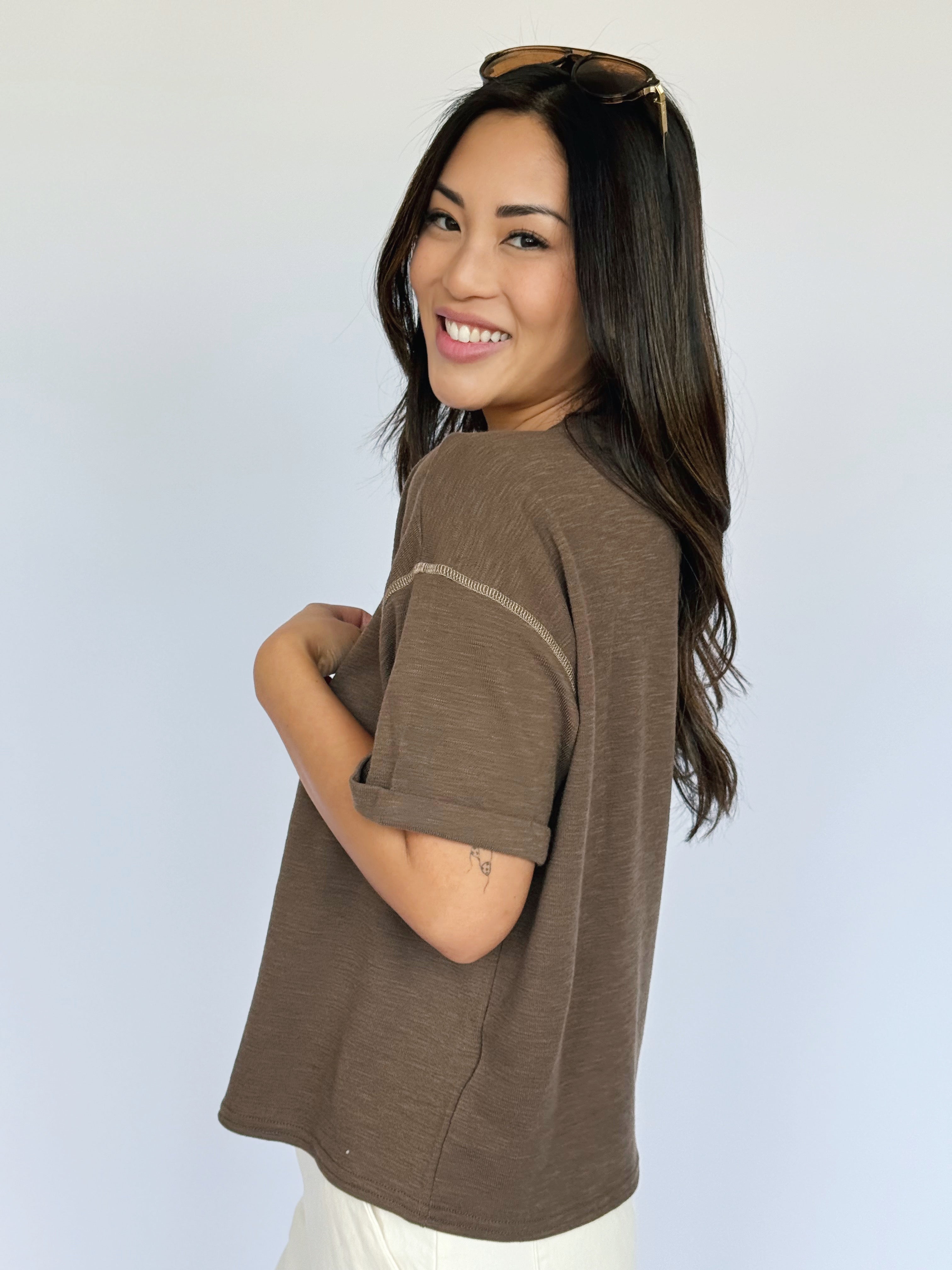 Elm Tee - MOCHA - willows clothing S/S SHIRT