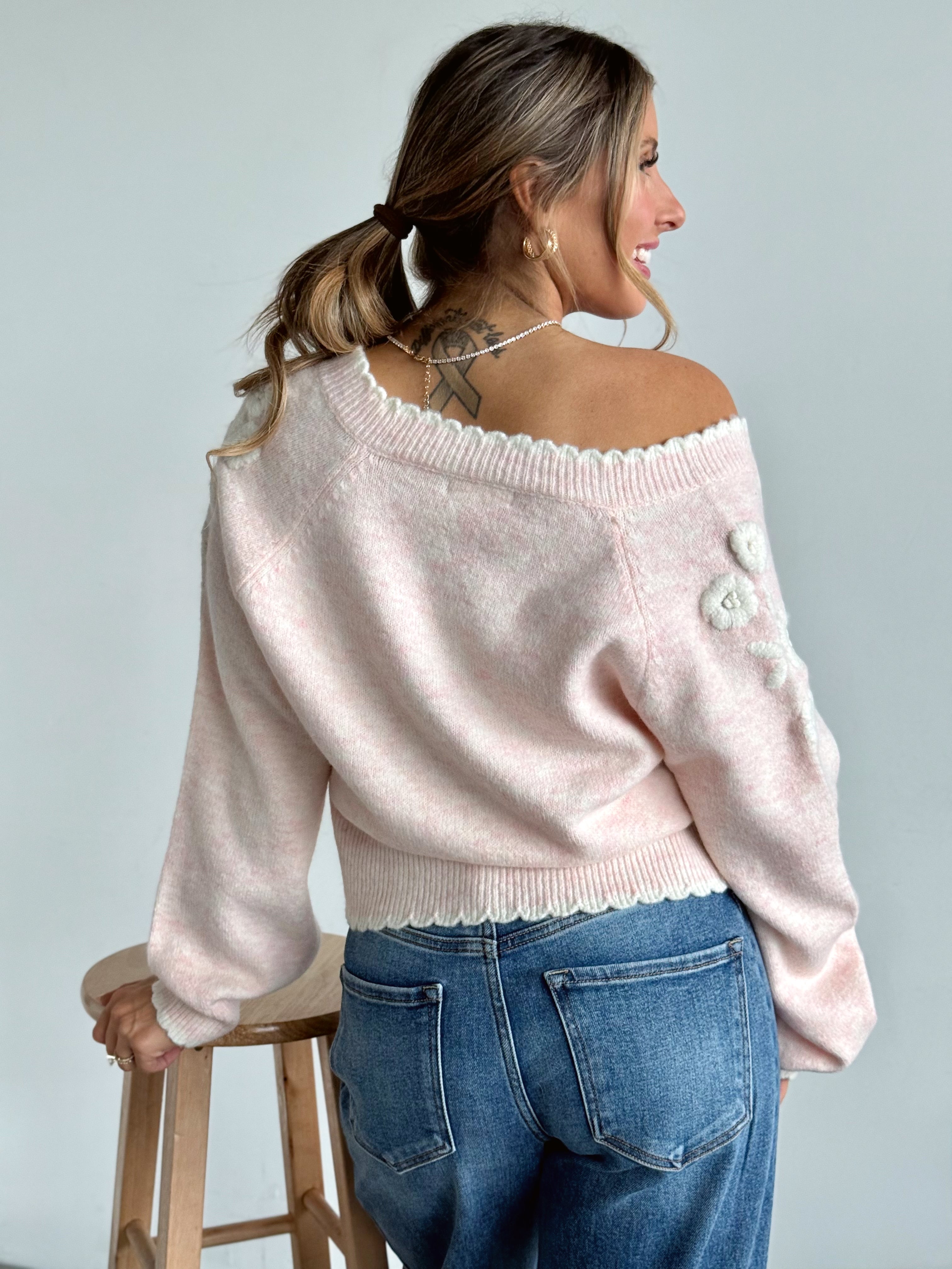 Eloise Sweater - LIGHT PINK - willows clothing SWEATER
